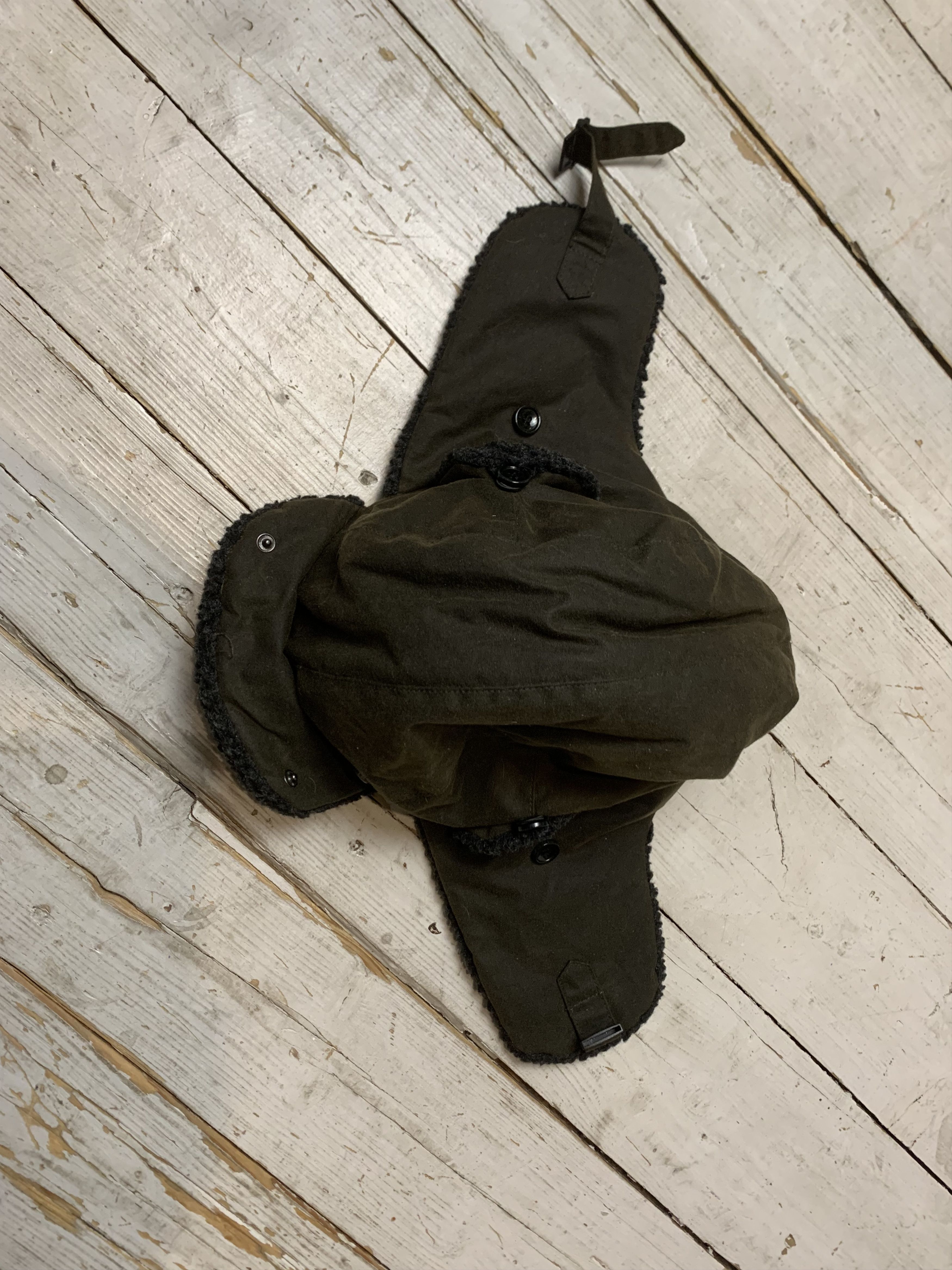 Barbour × Vintage Barbour Fleece Lined Trapper Waxed Hat Black Size ONE SIZE - 5 Thumbnail