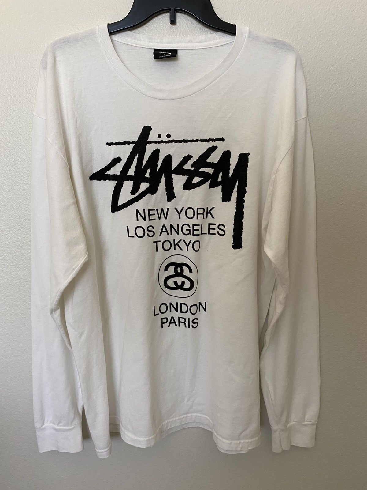 Stussy Stussy World Tour L/S T-Shirt White | Grailed