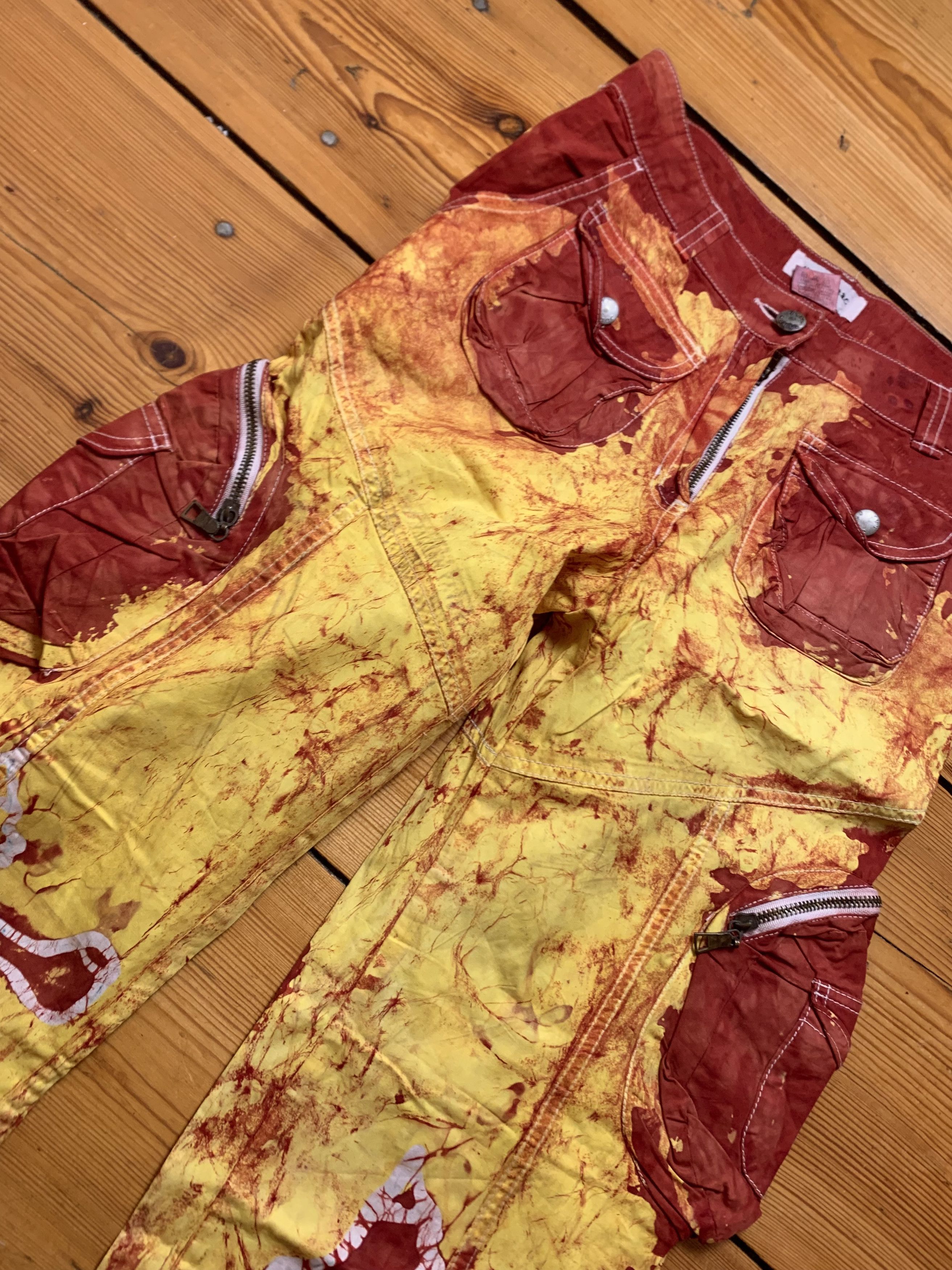 Japanese Brand × Vintage Vintage Custome Fire Flared Pants y2k 90s Art Womens Size 29" - 5 Thumbnail