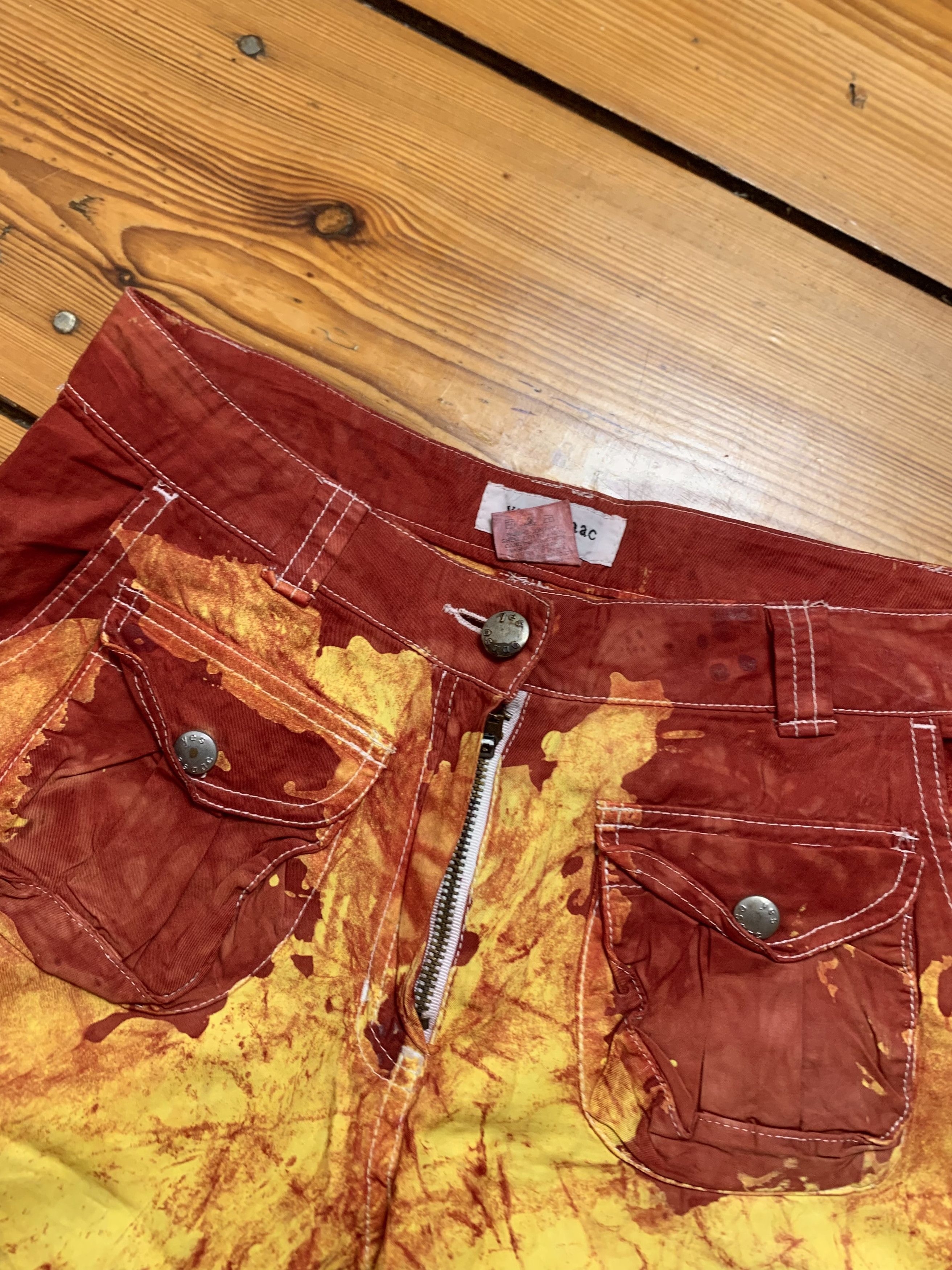 Japanese Brand × Vintage Vintage Custome Fire Flared Pants y2k 90s Art Womens Size 29" - 7 Thumbnail