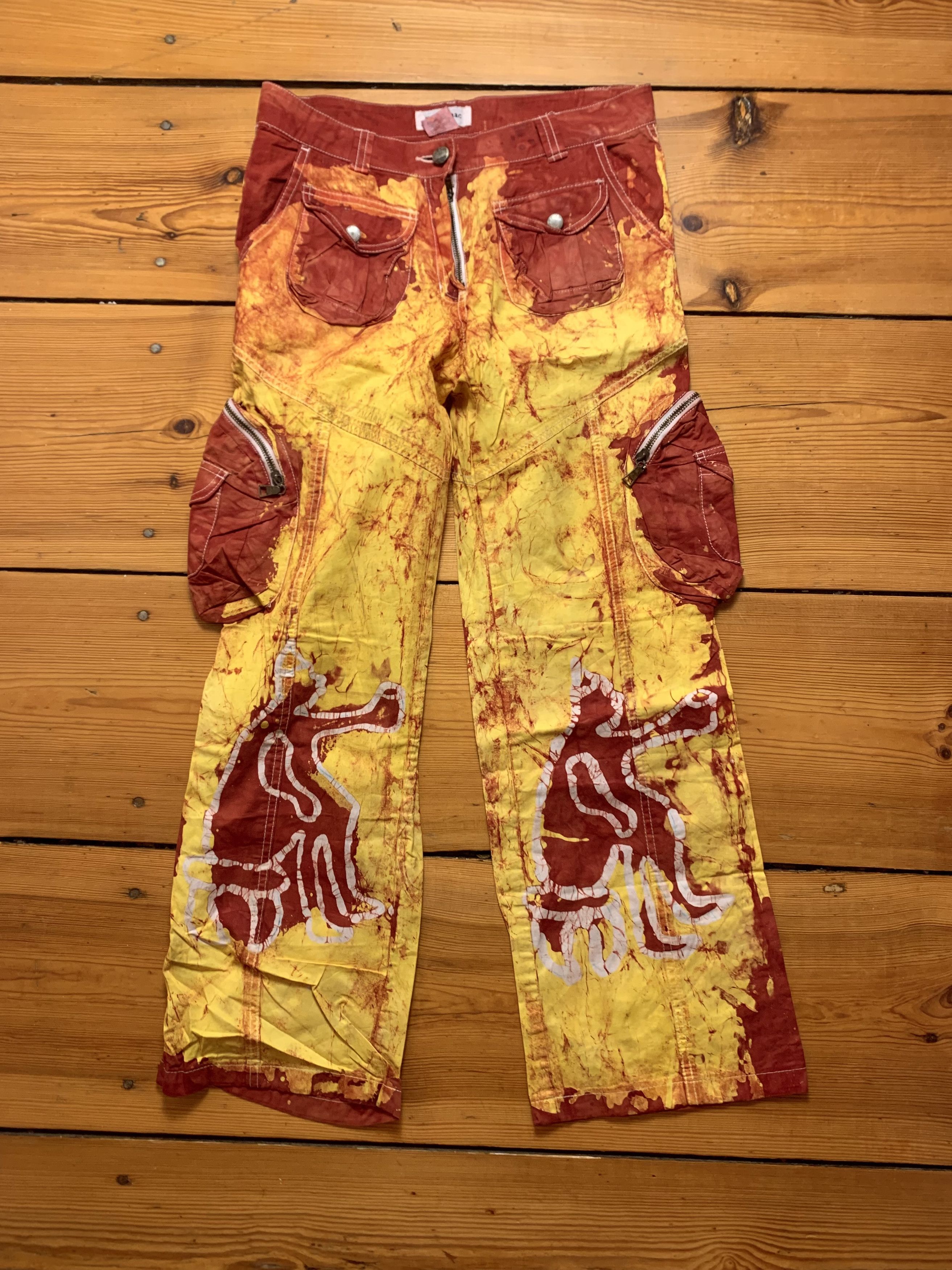Japanese Brand × Vintage Vintage Custome Fire Flared Pants y2k 90s Art Womens Size 29" - 1 Thumbnail
