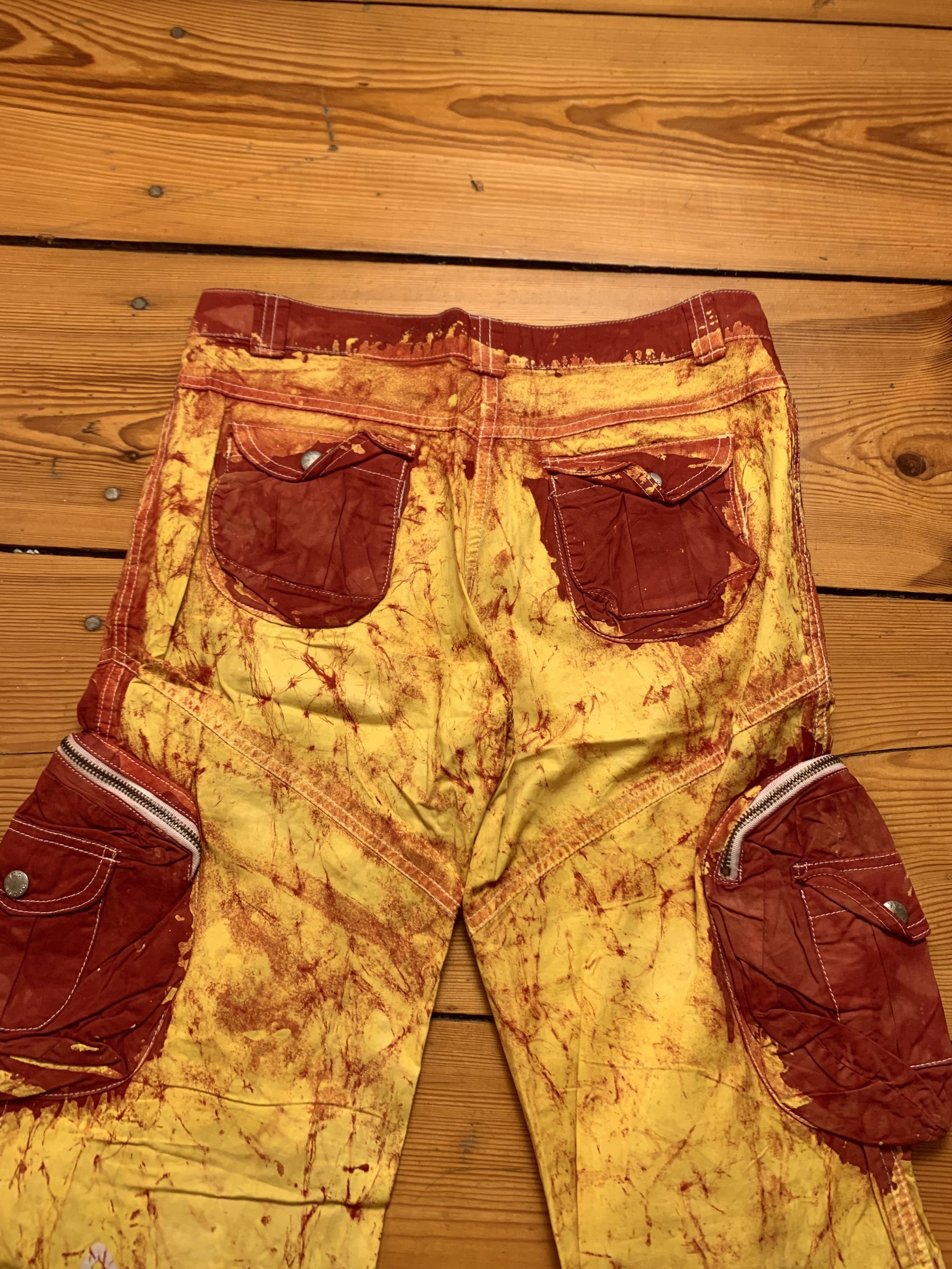 Japanese Brand × Vintage Vintage Custome Fire Flared Pants y2k 90s Art Womens Size 29" - 4 Thumbnail