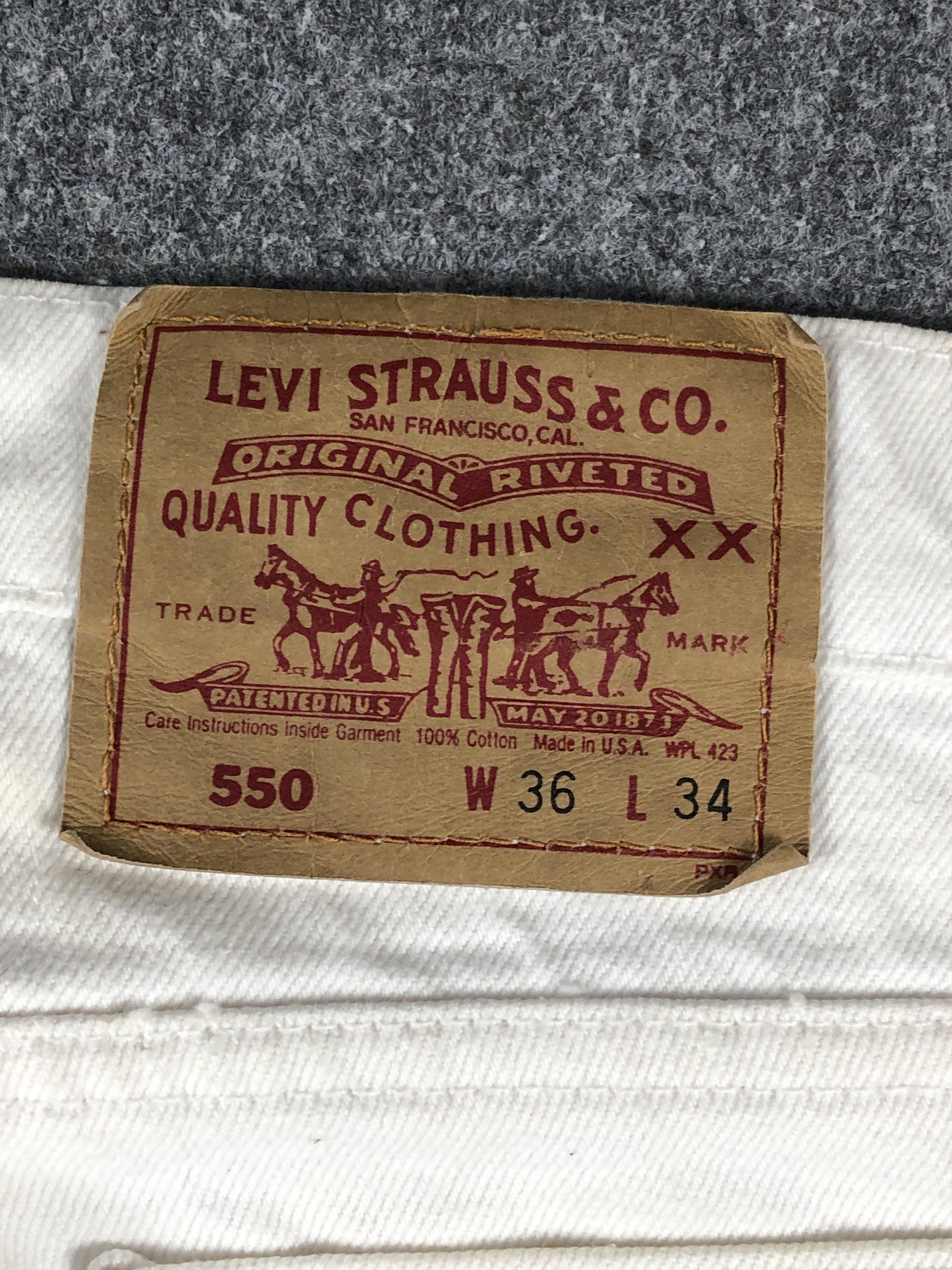 Levi's Vintage 90s Levis 550 Dirty White Colour Jeans DP2389 Size US 36 / EU 52 - 5 Thumbnail
