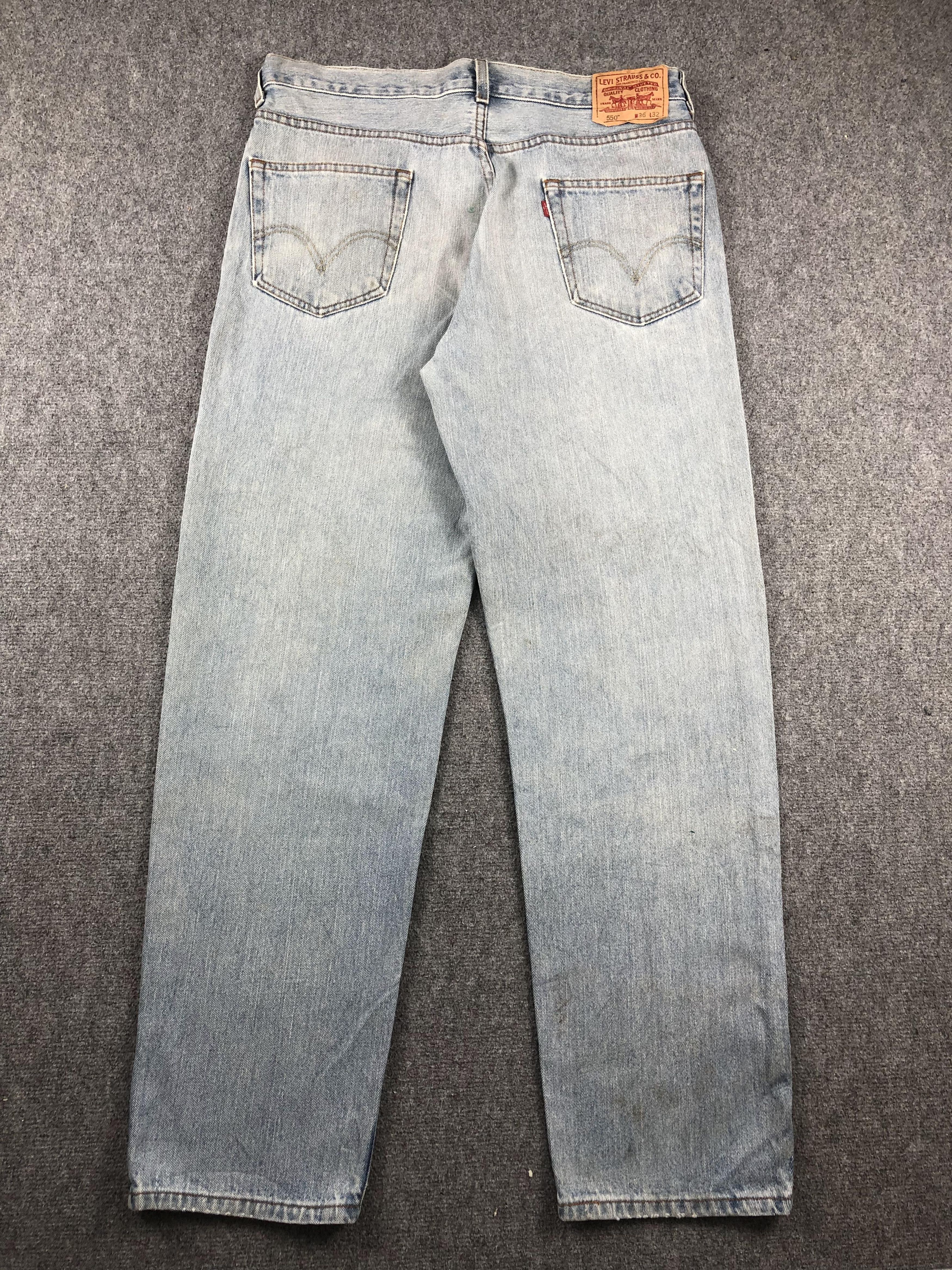 Levi's Vintage Distressed Levis 550 Faded Blue Jeans DP2388 Size US 35 - 3 Thumbnail