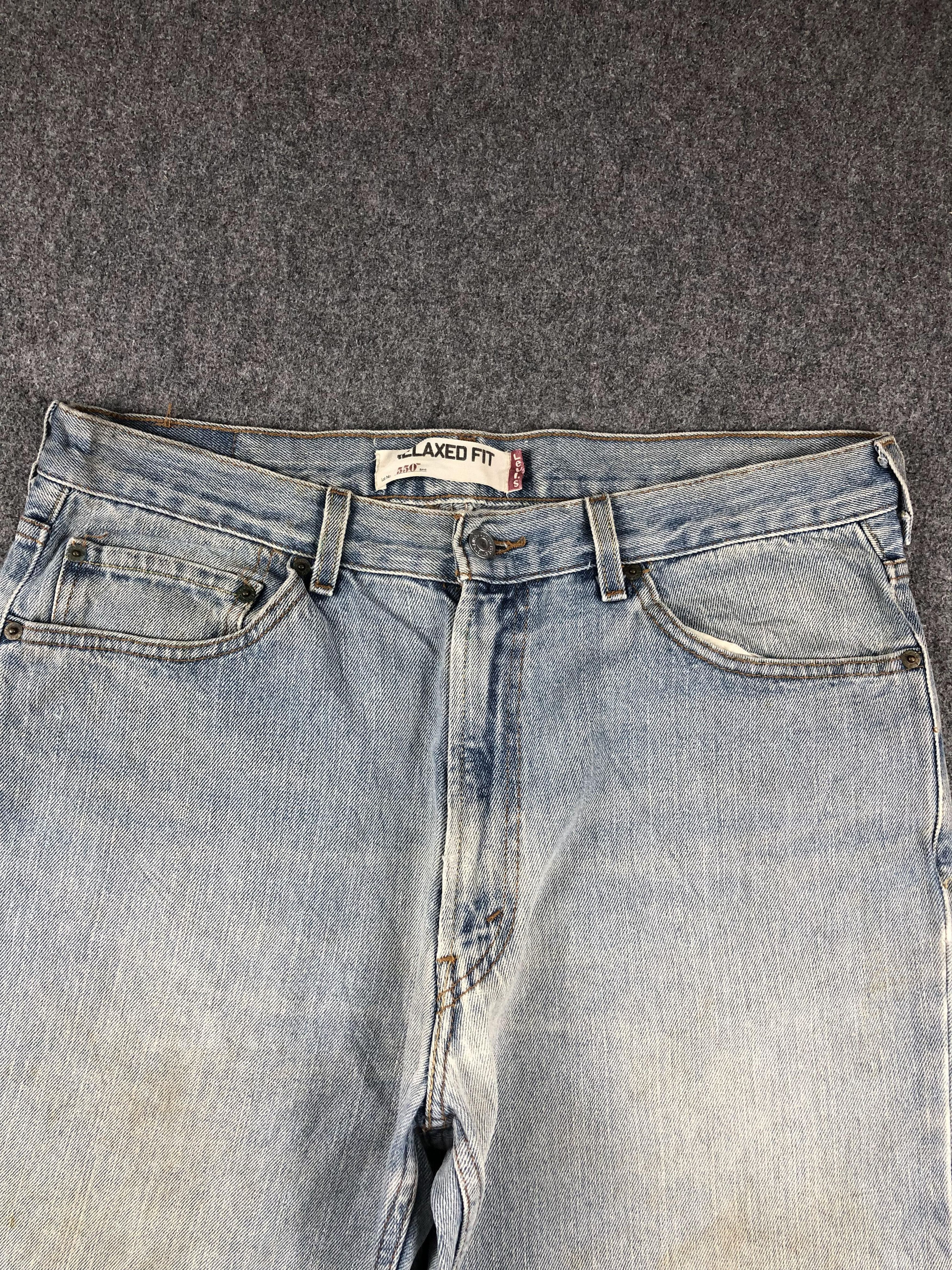 Levi's Vintage Distressed Levis 550 Faded Blue Jeans DP2388 Size US 35 - 2 Thumbnail