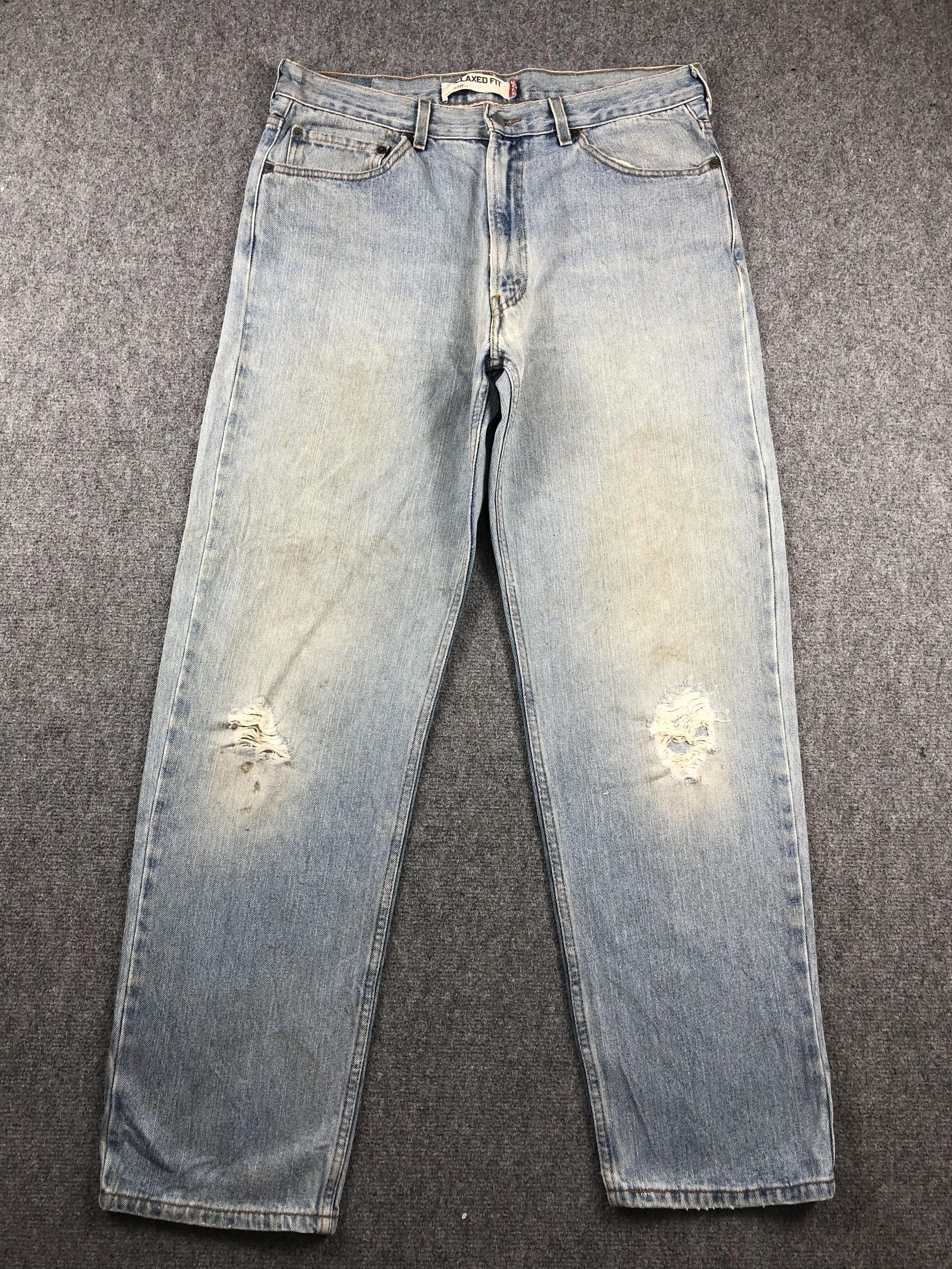 Levi's Vintage Distressed Levis 550 Faded Blue Jeans DP2388 Size US 35 - 1 Thumbnail