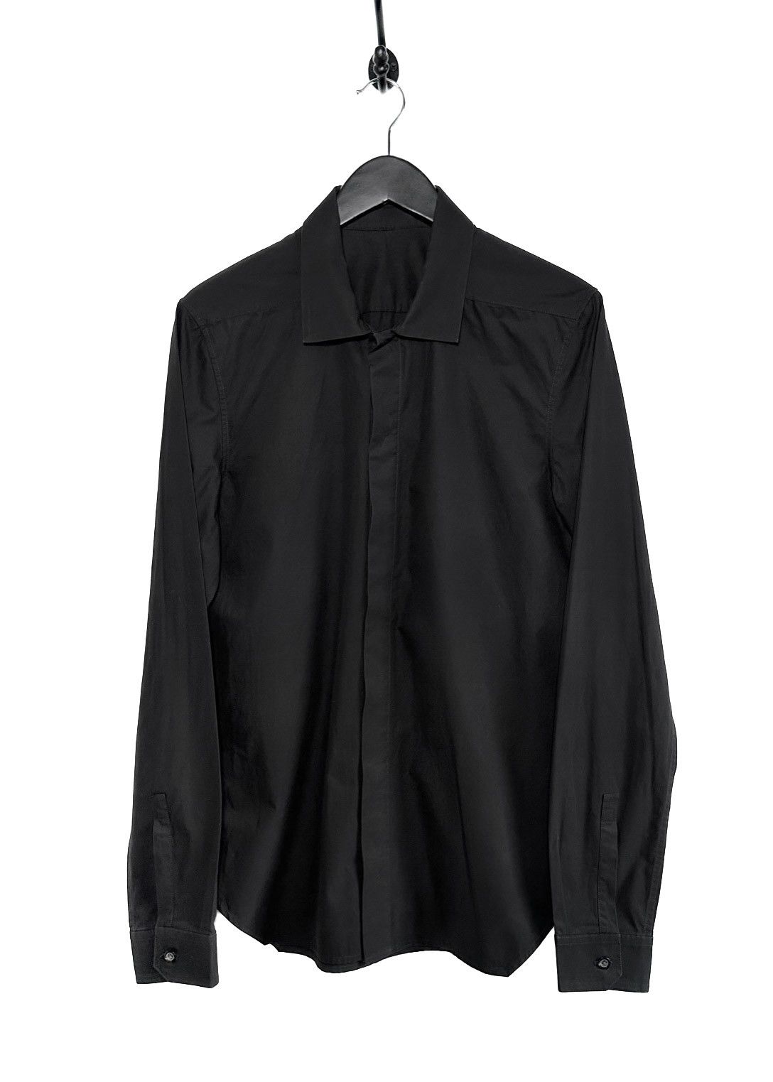 image of Rick Owens Fw21 Gethsemane Black Buttoned Shirt, Men's (Size Small)