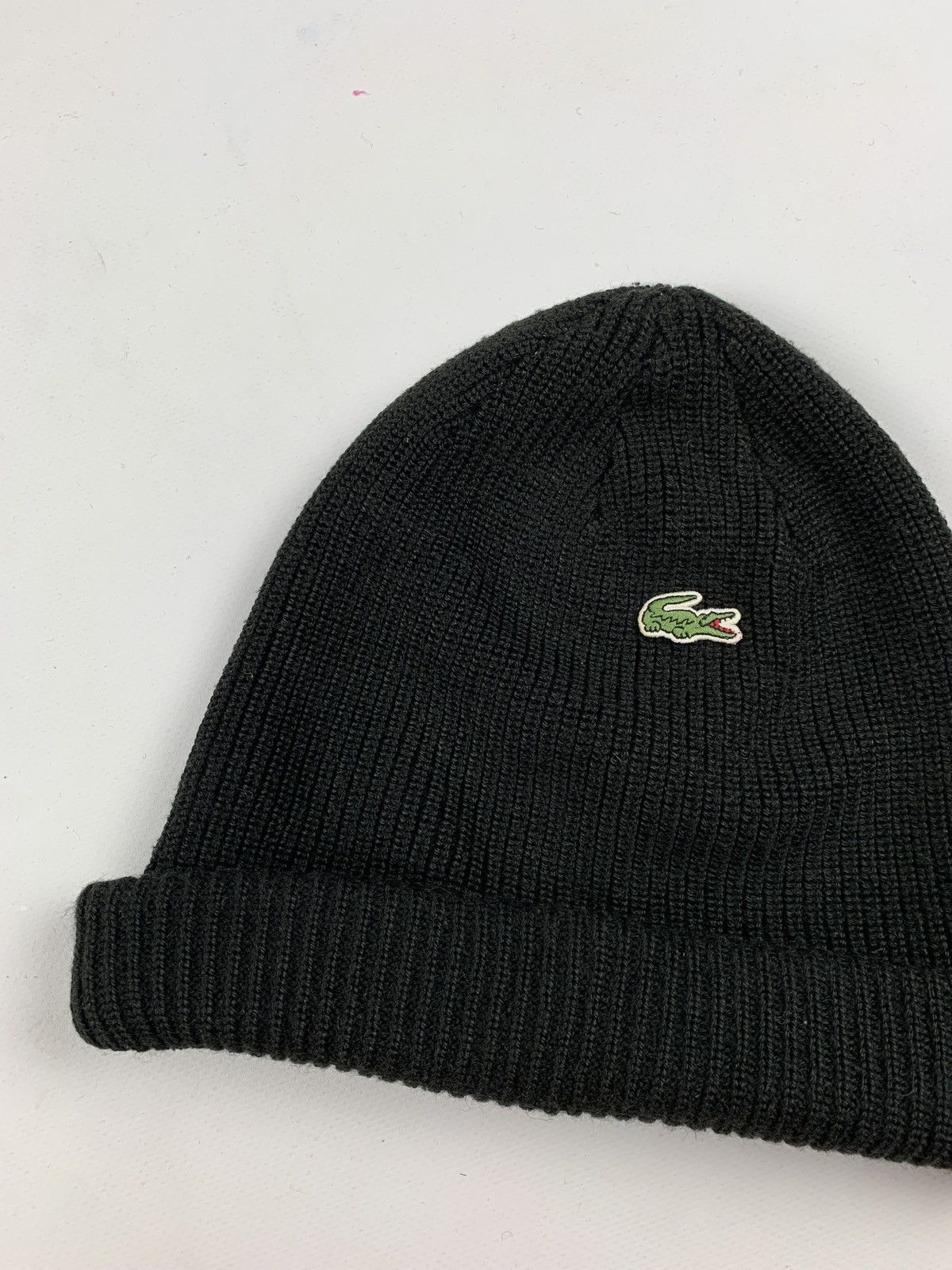 Lacoste 90s Vintage Lacoste Beanie Hat Made In France Wool Knit Size ONE SIZE - 2 Thumbnail