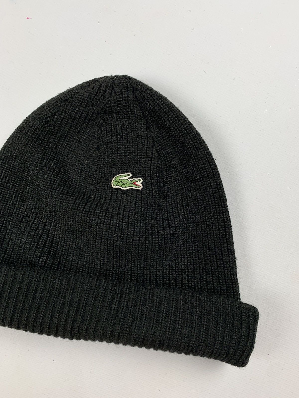 Lacoste 90s Vintage Lacoste Beanie Hat Made In France Wool Knit Size ONE SIZE - 3 Thumbnail