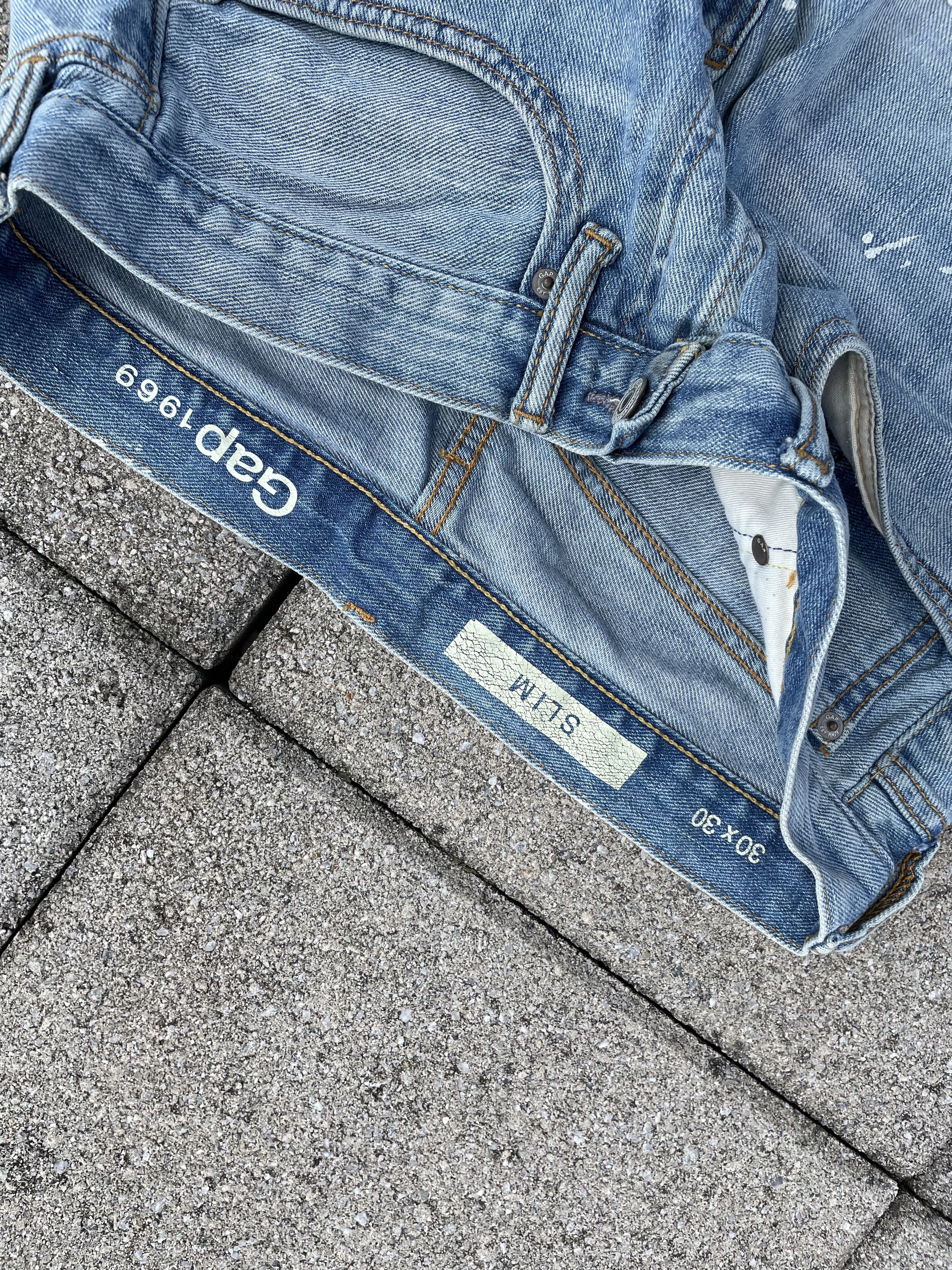 Gap Paint Splatter slim leg stonewash custom patch denim Gap Size US 30 / EU 46 - 3 Thumbnail