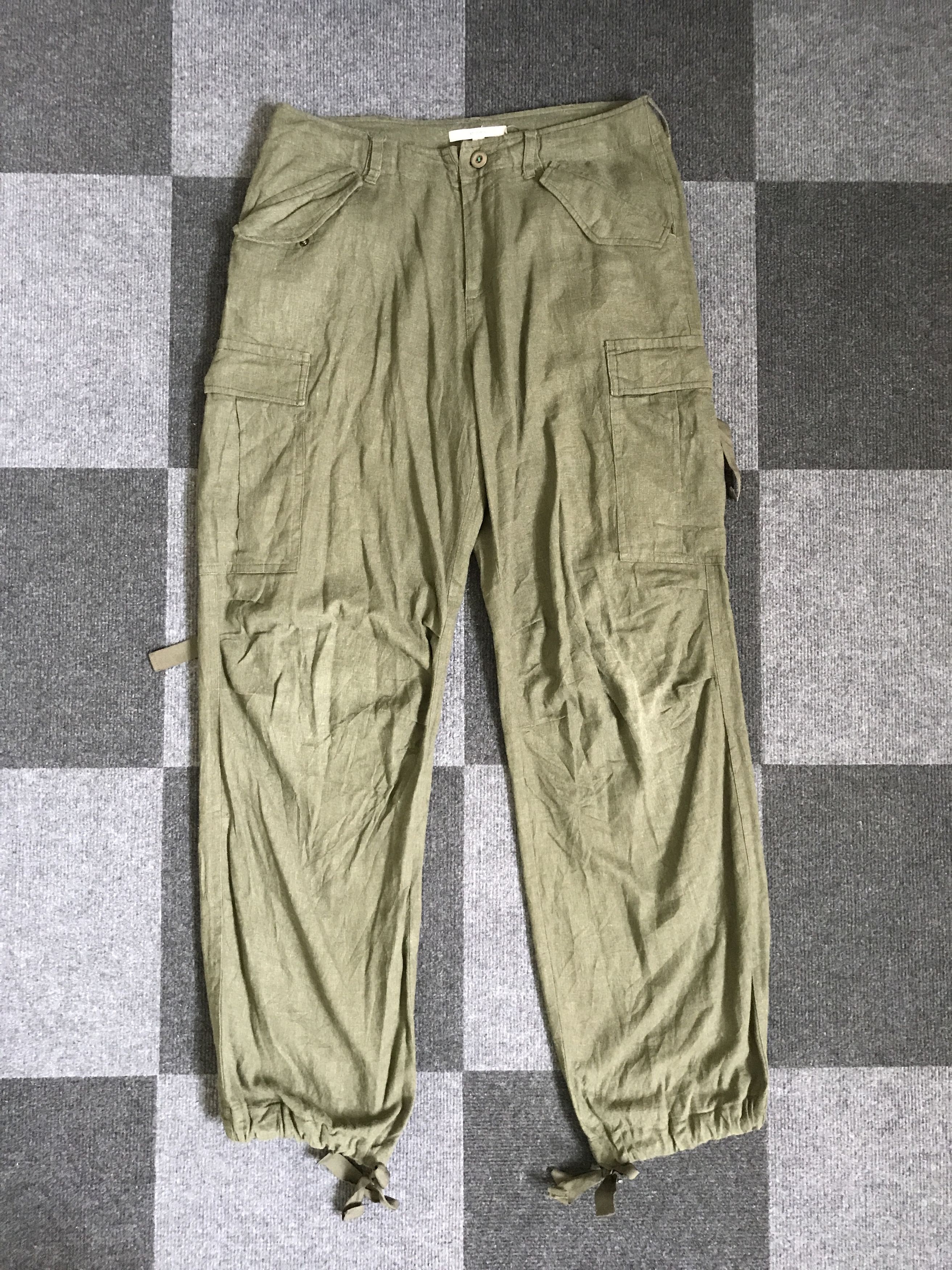 image of Cp191 Studious Japan Linen Military Cargo Pant in Military Green, Men's (Size 31)