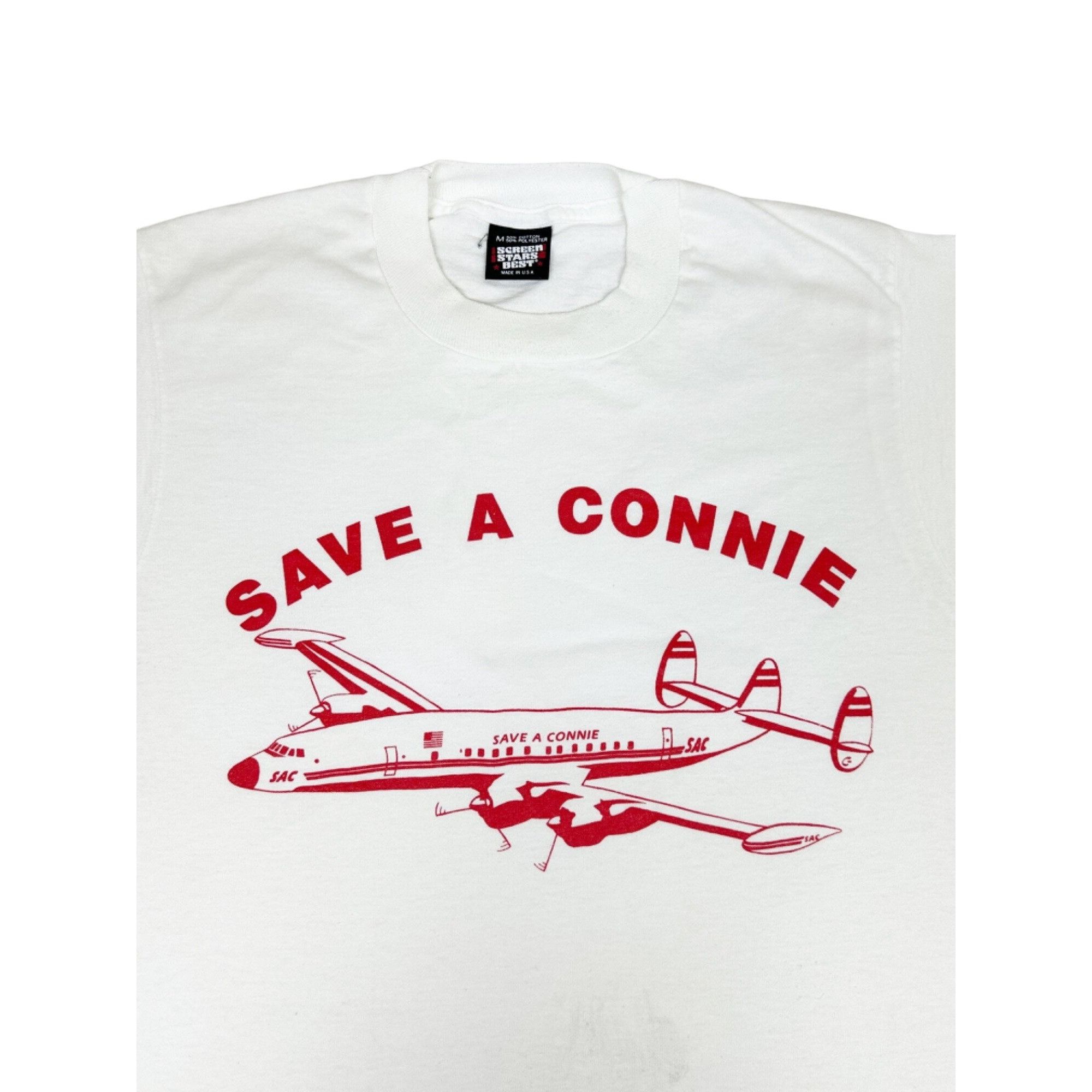 Vintage 90s Save a Connie Airplane T-Shirt Medium Lockheed S