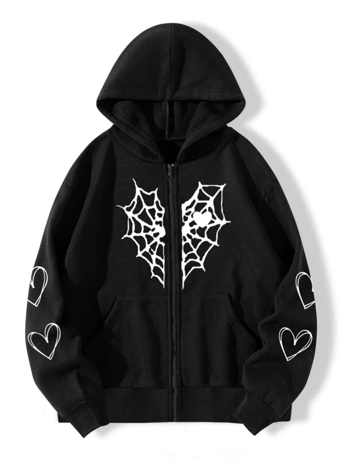 Spider Web Heart Print Hoodie