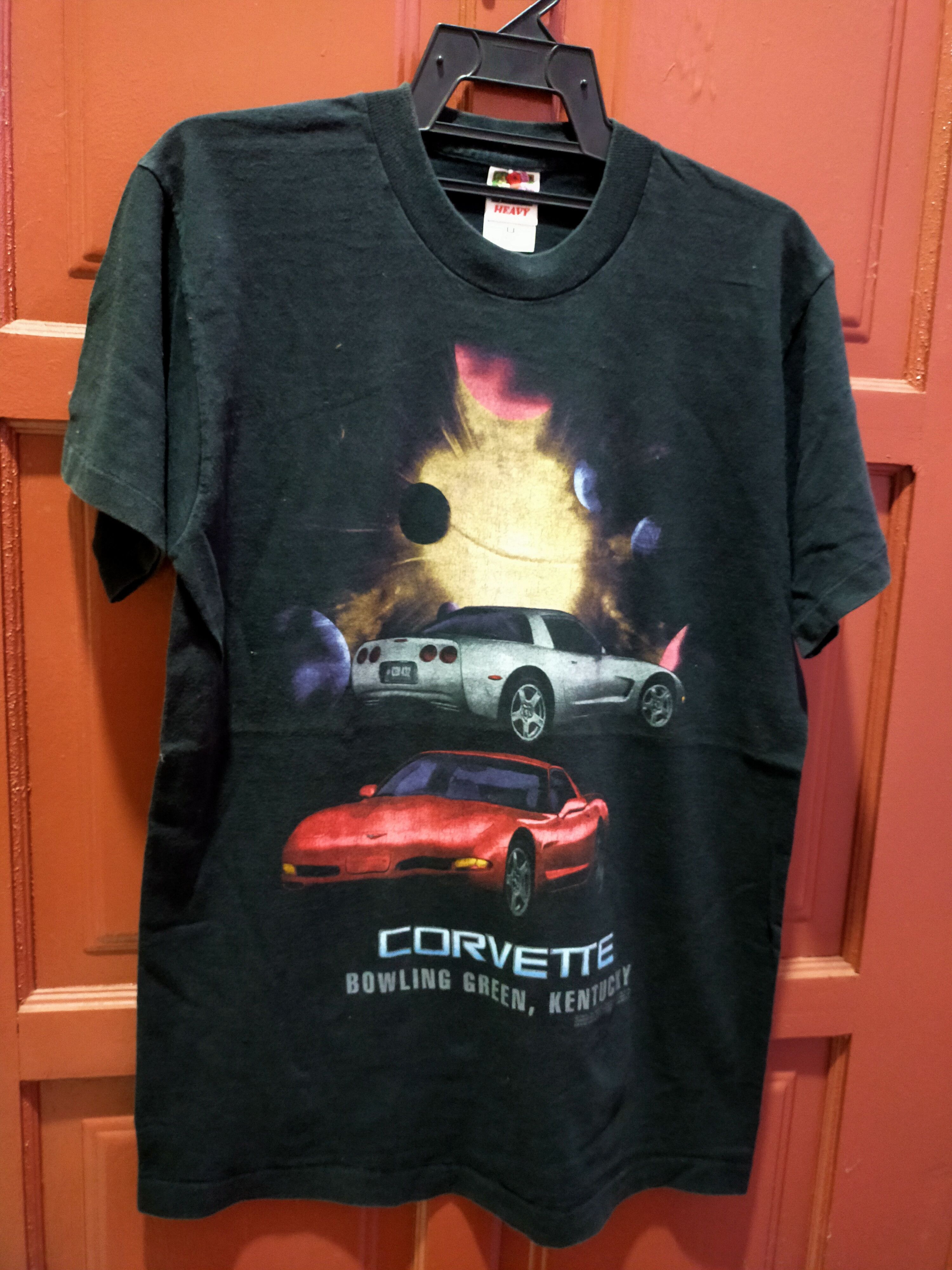image of Vintage Racing Corvette Thrashed Tee in Faded Blue Black, Men's (Size Large)