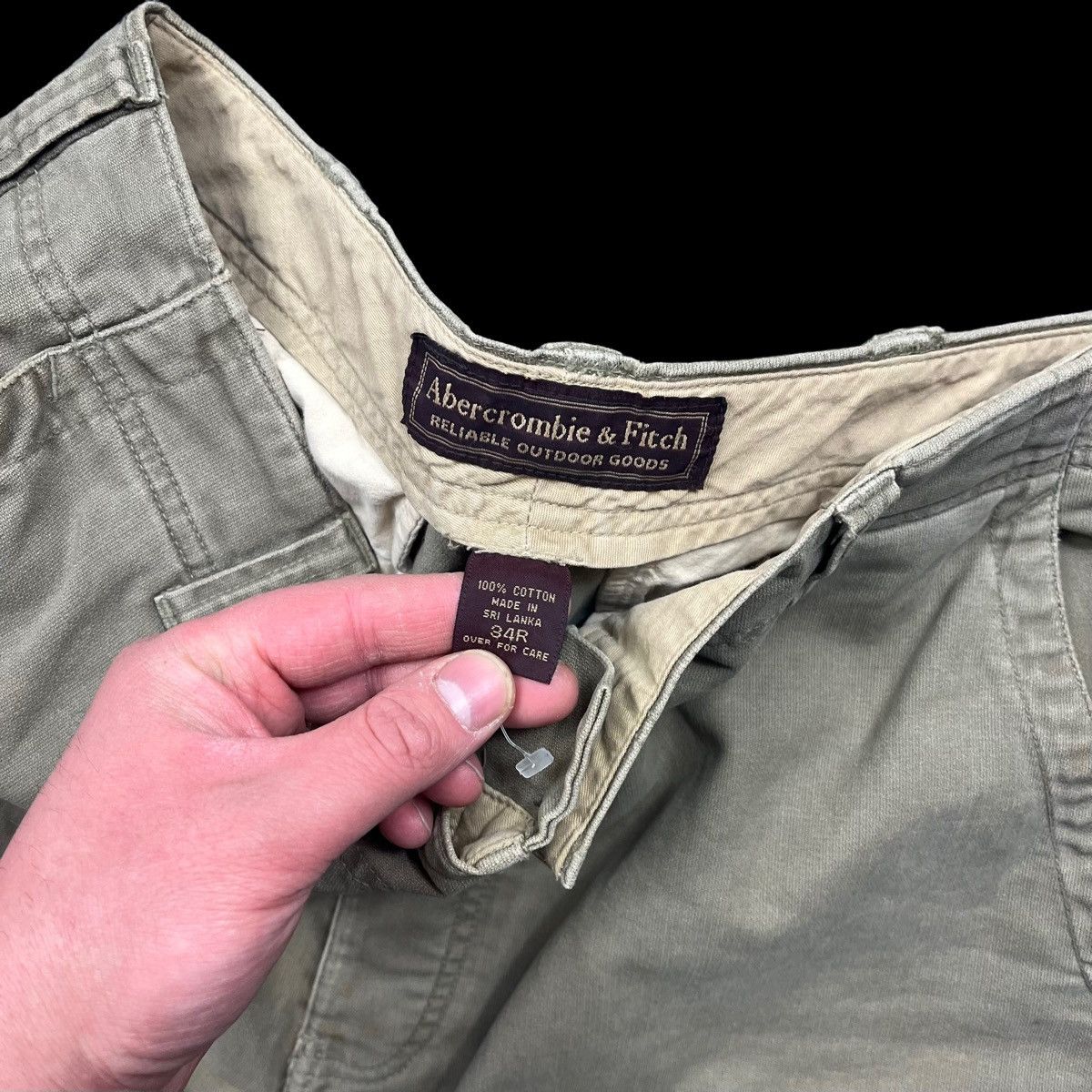 Abercrombie & Fitch Vintage Abercrombie & Fitch Green Tan Cargo Pants 34x32 Size US 34 / EU 50 - 5 Thumbnail