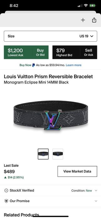 Louis Vuitton Prism Reversible Bracelet Monogram Eclipse Mini 14MM