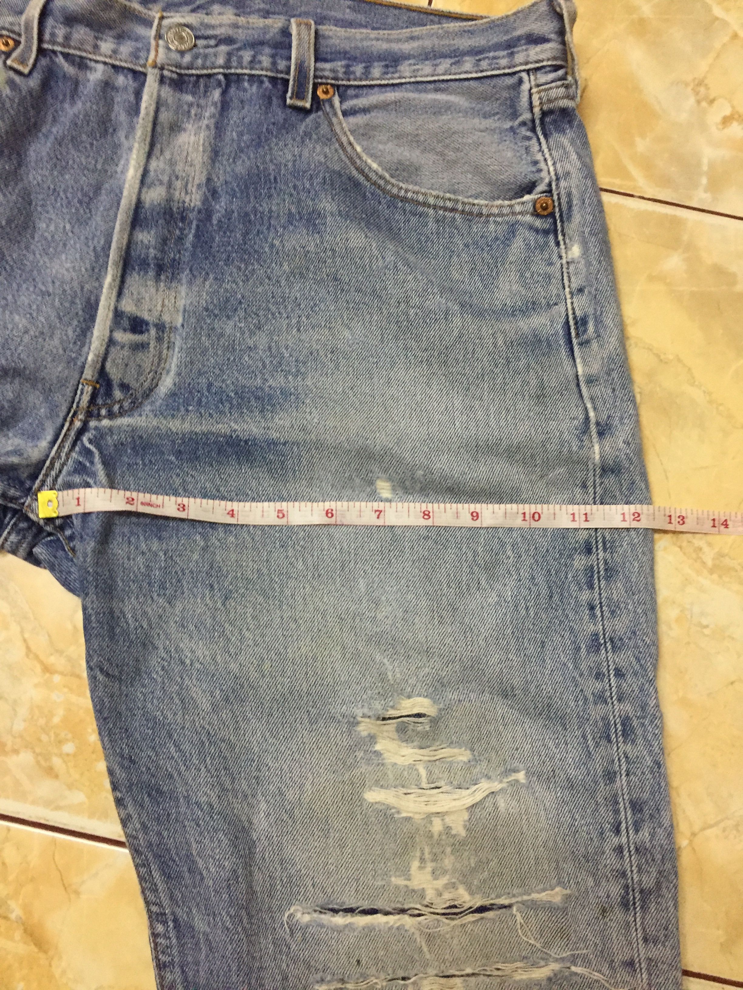 Levi's Vintage 90’s Levis 501 light wash Distressed Denim Size US 35 - 12 Thumbnail