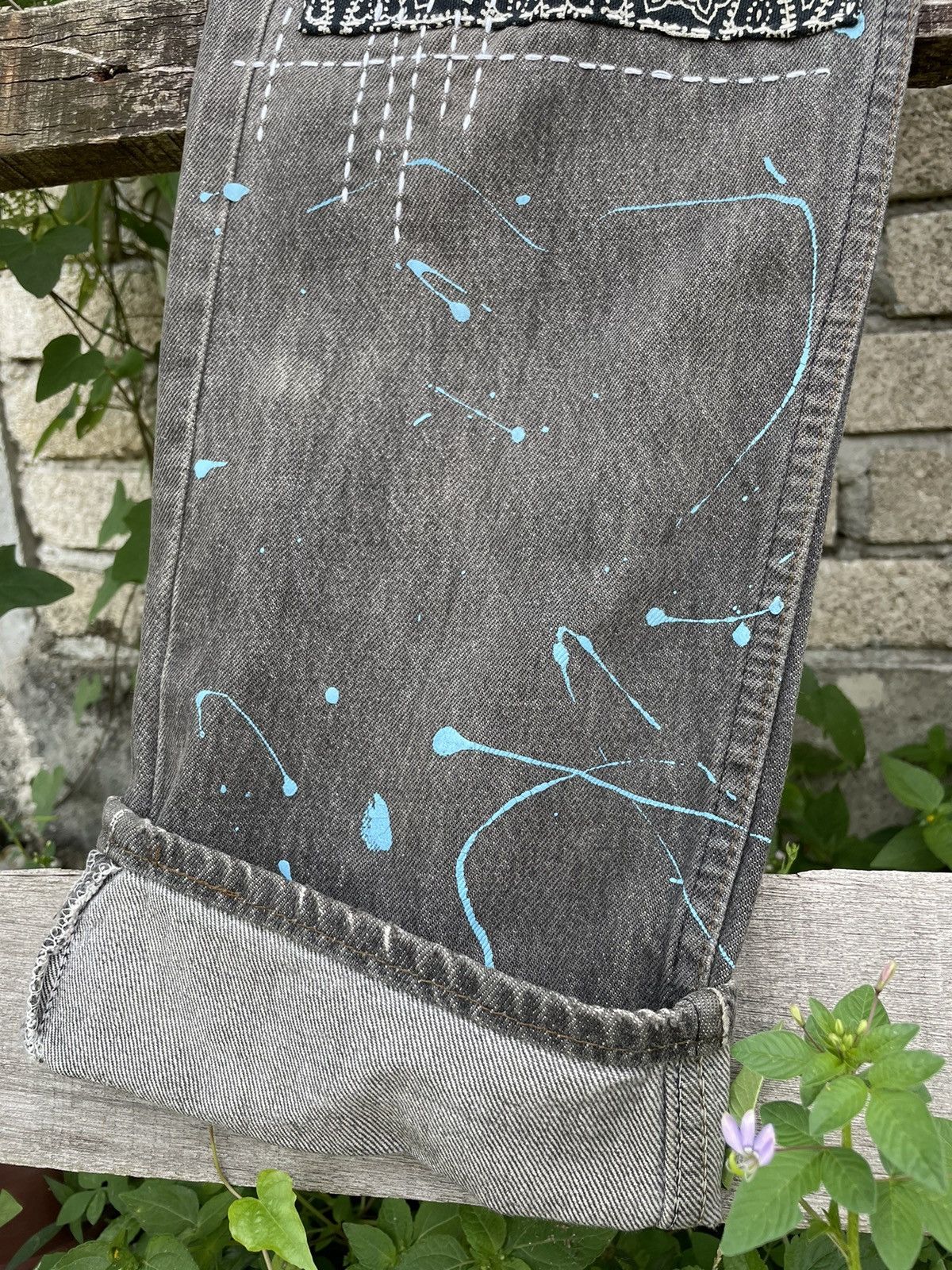 Levi's × Levi's Vintage Clothing Levis 501 Sashiko Patchwork Reworked Painter Denim Jeans Size US 32 / EU 48 - 6 Thumbnail