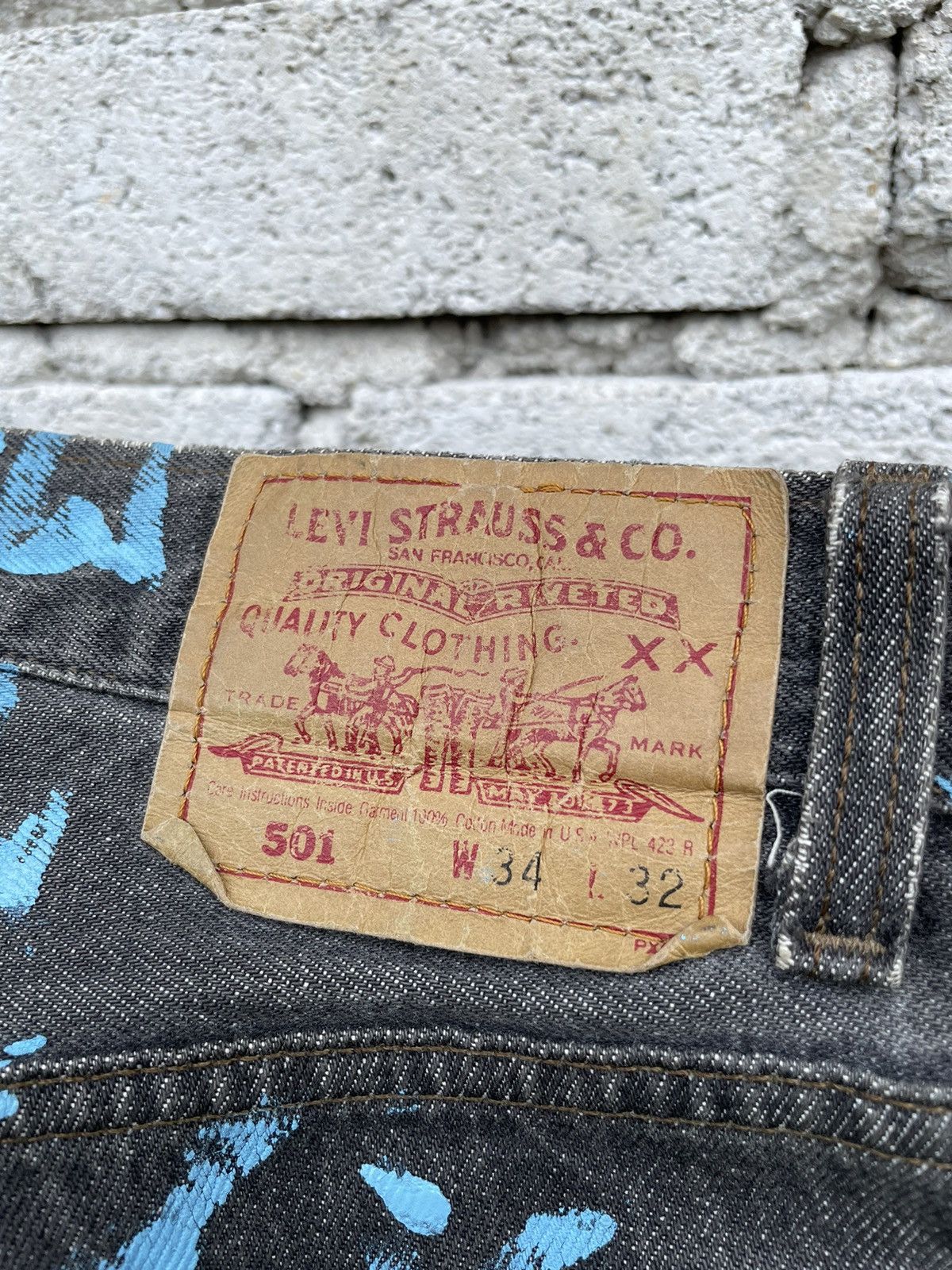 Levi's × Levi's Vintage Clothing Levis 501 Sashiko Patchwork Reworked Painter Denim Jeans Size US 32 / EU 48 - 11 Thumbnail