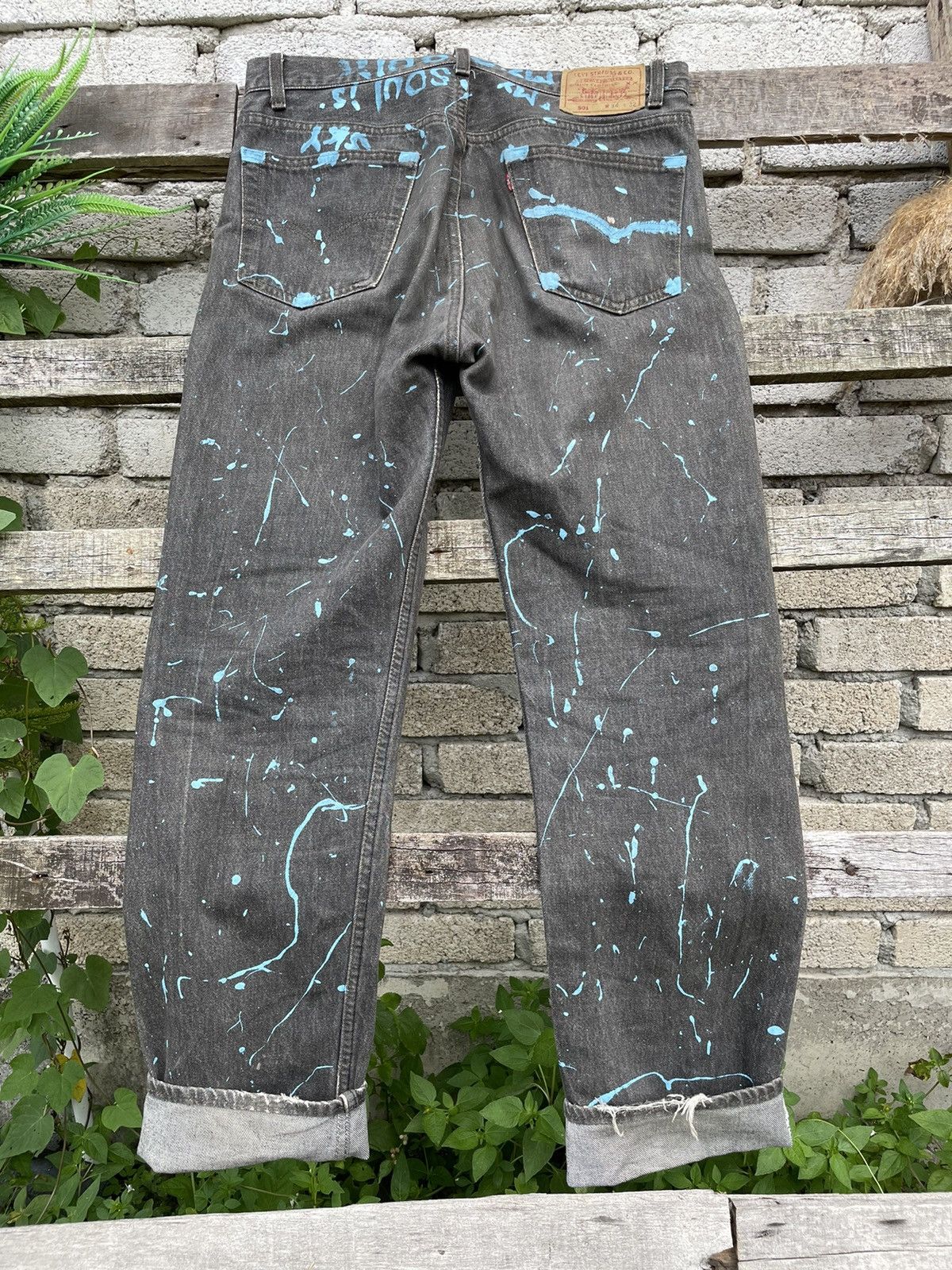 Levi's × Levi's Vintage Clothing Levis 501 Sashiko Patchwork Reworked Painter Denim Jeans Size US 32 / EU 48 - 2 Thumbnail