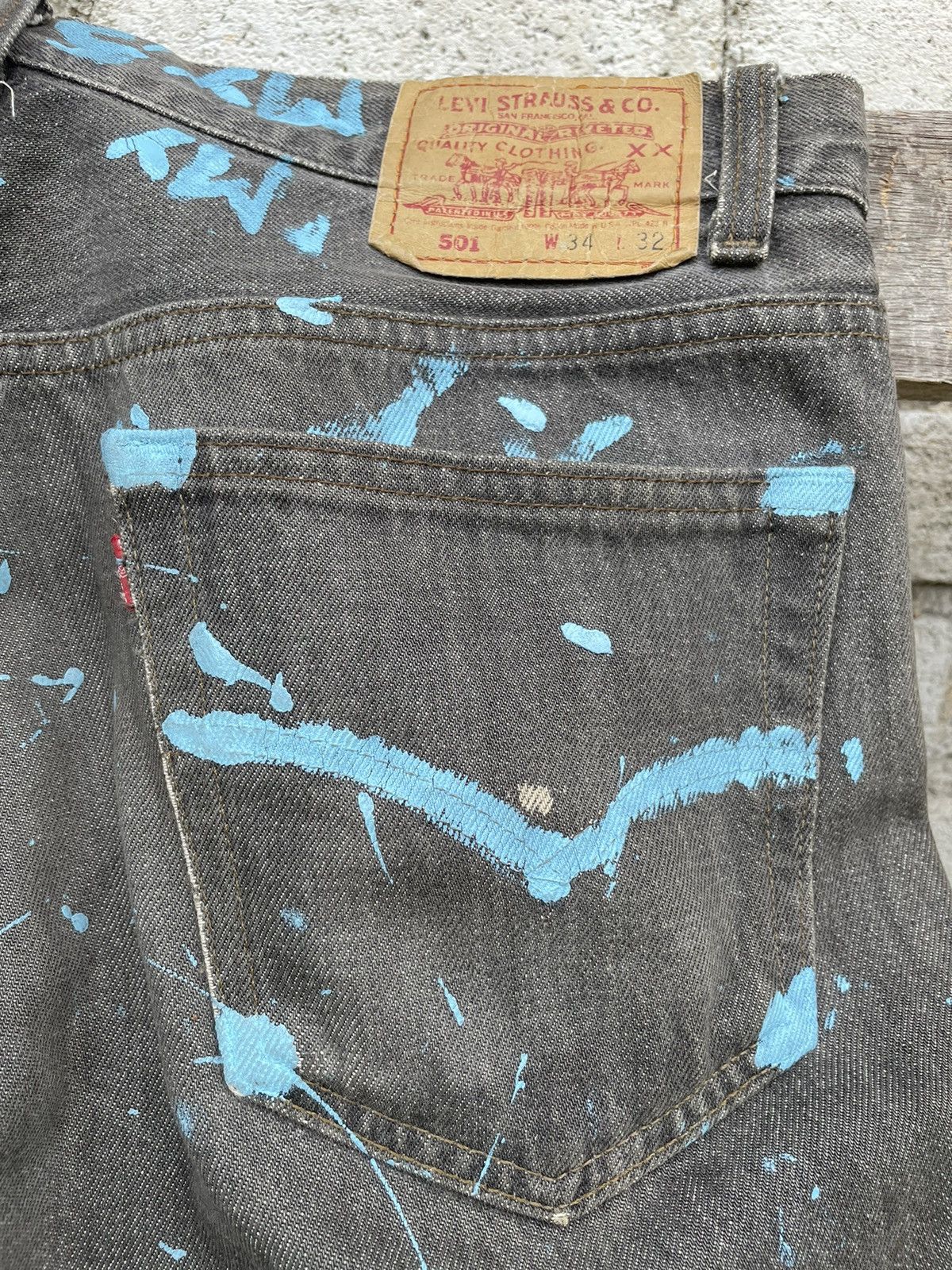 Levi's × Levi's Vintage Clothing Levis 501 Sashiko Patchwork Reworked Painter Denim Jeans Size US 32 / EU 48 - 12 Thumbnail