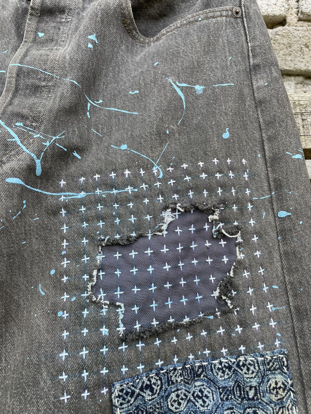 Levi's × Levi's Vintage Clothing Levis 501 Sashiko Patchwork Reworked Painter Denim Jeans Size US 32 / EU 48 - 9 Thumbnail
