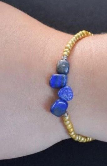 Jewelry Lapis Lazuli oval stone beaded bangle Size ONE SIZE - 2 Thumbnail