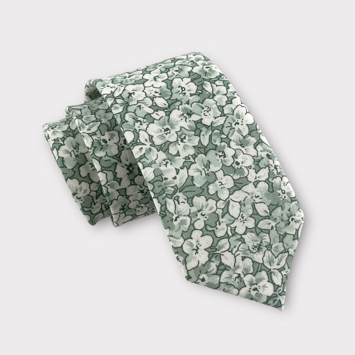 Other Men's Misty Sage Green Floral Print Necktie Slim 2.5” Width Size ONE SIZE - 4 Thumbnail