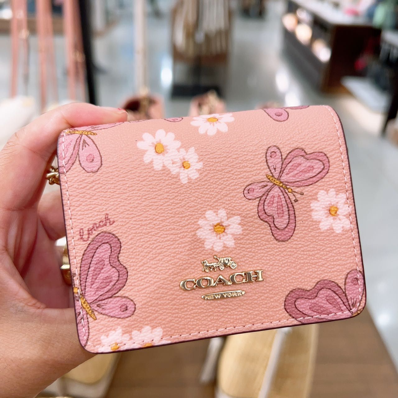 COACH Floral Bouquet Print Small Wristlet