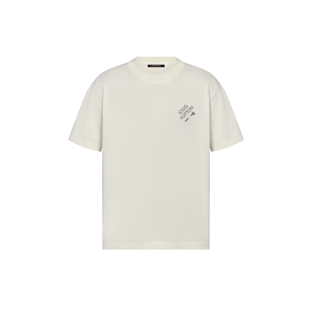 Embroidered Signature Short-Sleeved Cotton Crewneck
