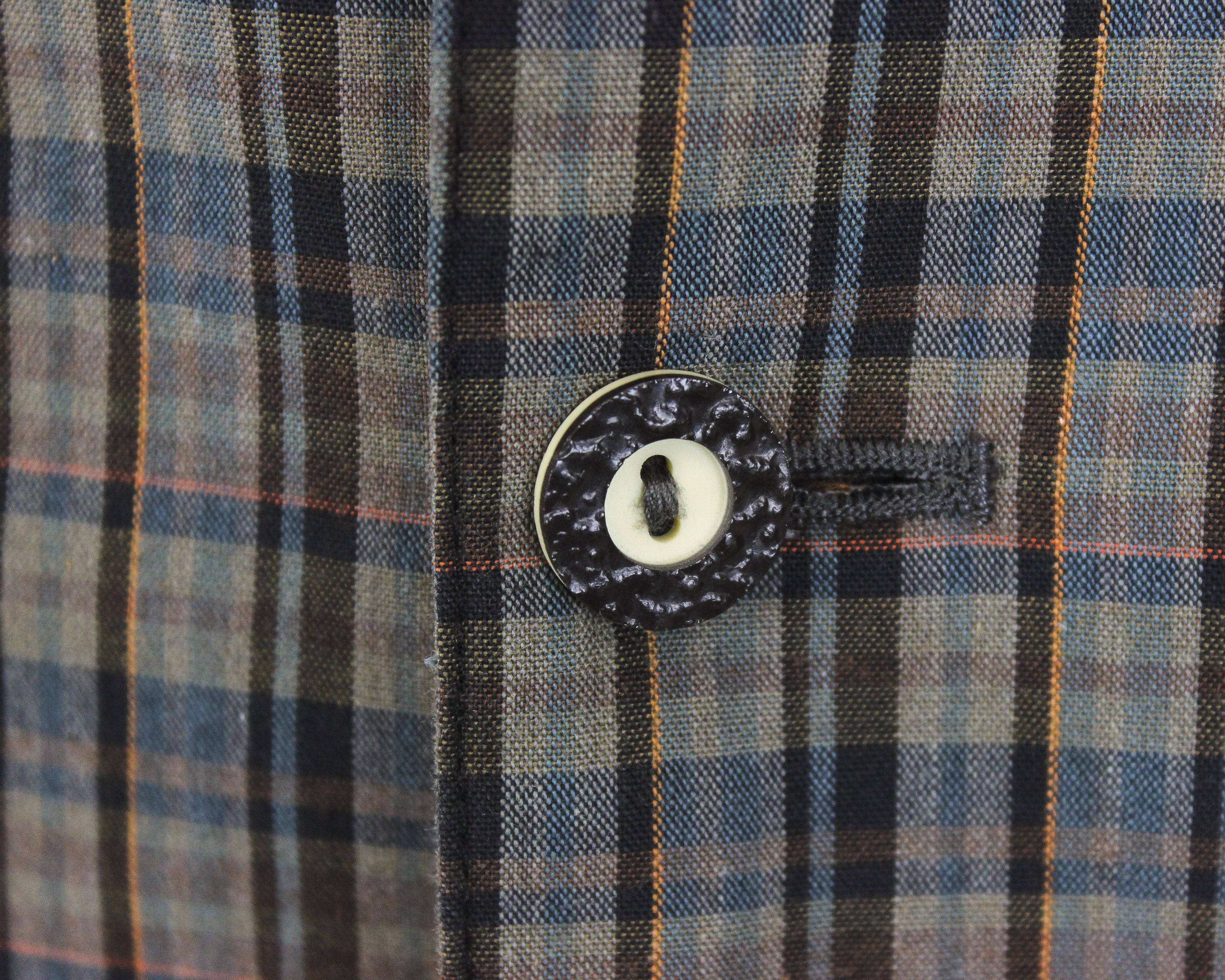 Vintage Trachten Blazer Thin Plaid Coat US 42 Cotton Jacket Jager L Size 42R - 5 Thumbnail
