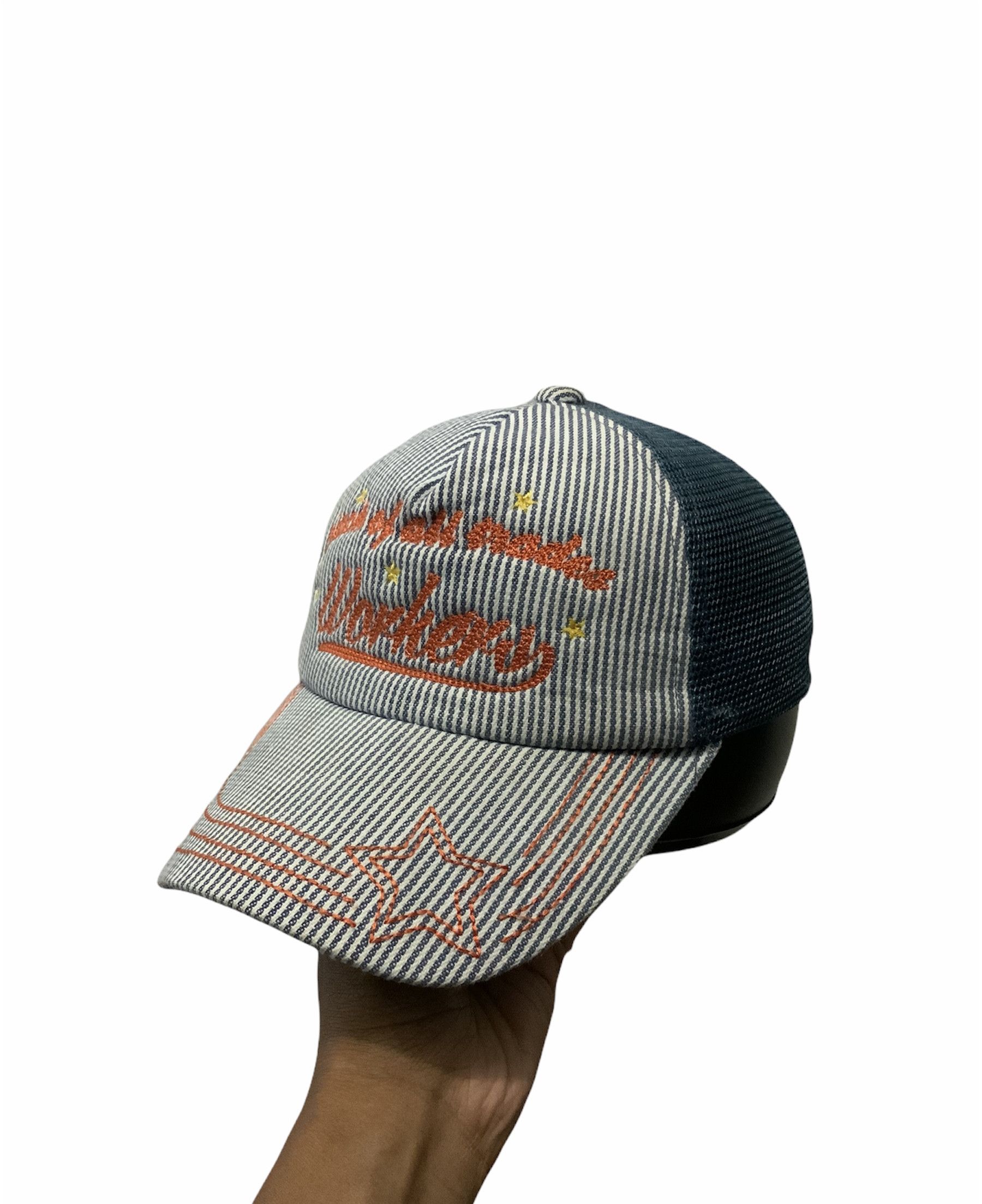 image of Aurelia Kobe Workers Hickory Japanese Trucker Hat in Blue, Men's