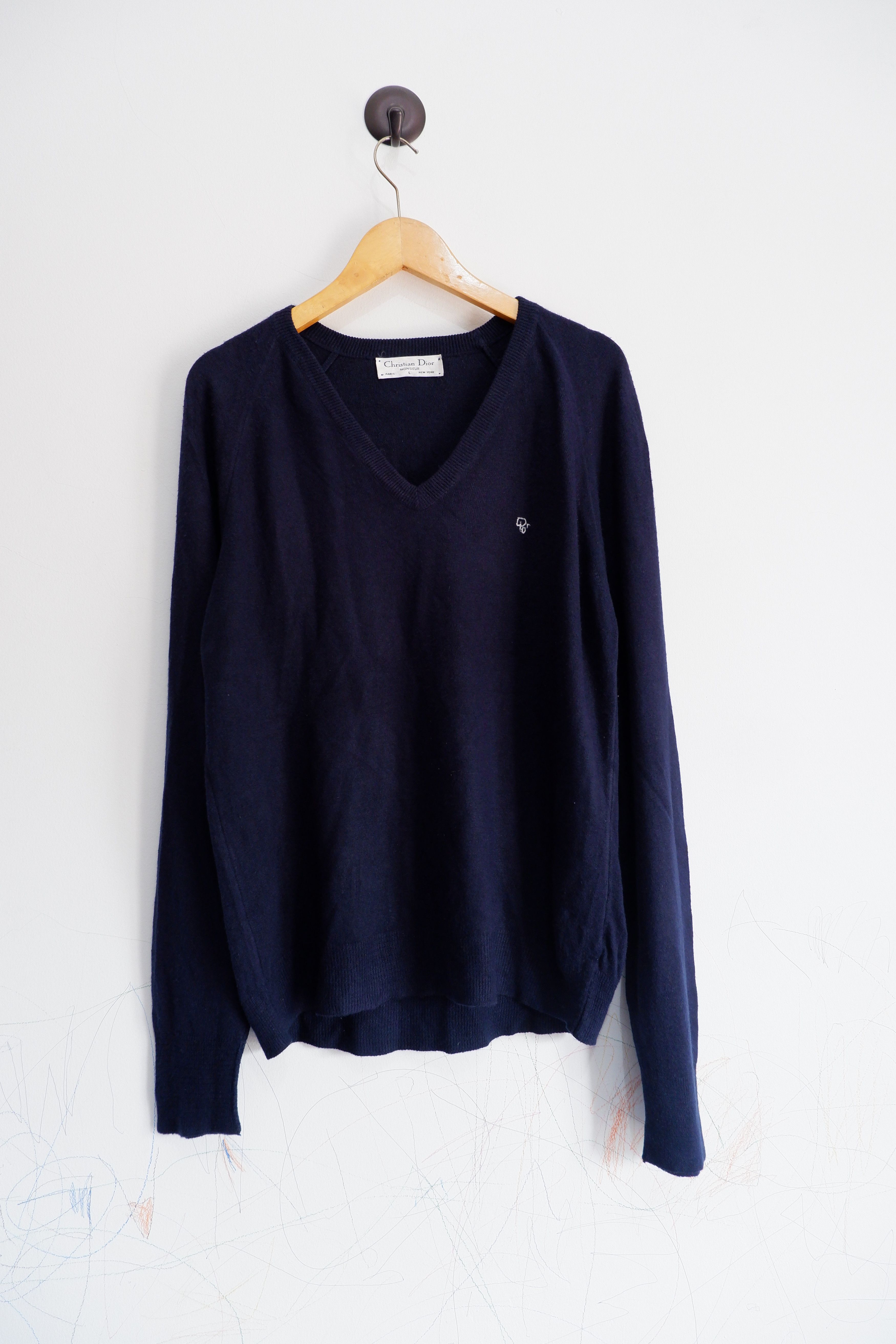 Vintage Christian Dior Monsieur Wool Knitwear Vneck