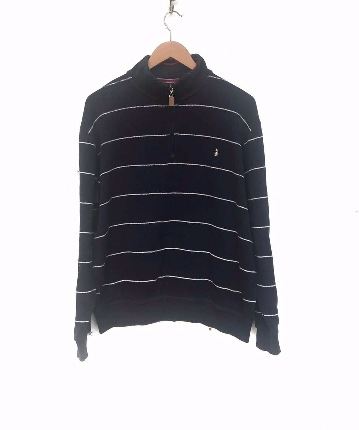 image of Hush Puppies Zipper Neck Sweatshirts in Blue Black, Men's (Size Large)