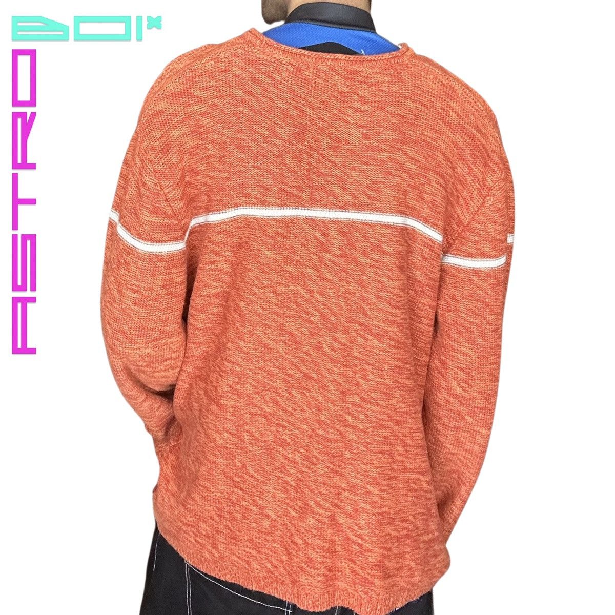 DKNY ASTROBOI* DKNY JEANS_ SLOUCHY OPEN FACED SWEATER _ ORANGE Size US XXL / EU 58 / 5 - 4 Thumbnail