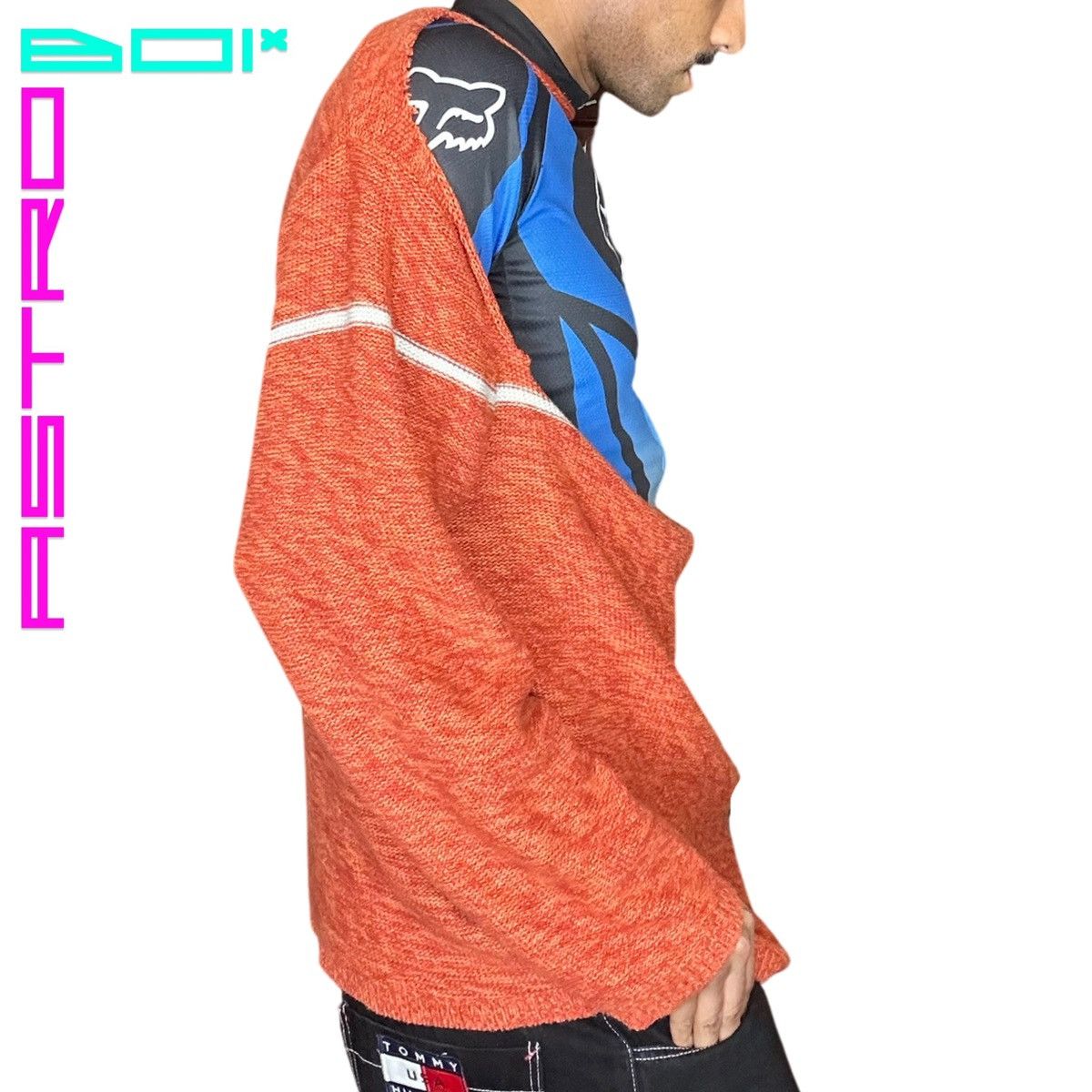 DKNY ASTROBOI* DKNY JEANS_ SLOUCHY OPEN FACED SWEATER _ ORANGE Size US XXL / EU 58 / 5 - 3 Thumbnail