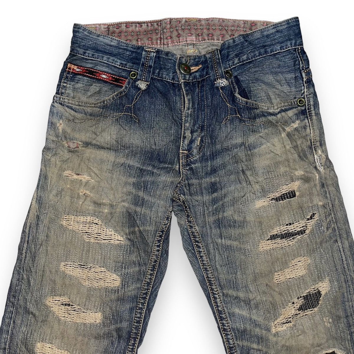Edwin × Japanese Brand 🇯🇵 EXCLUSIVE VINTAGE EDWIN DISTRESSED DENIM PANTS Size US 28 / EU 44 - 3 Thumbnail