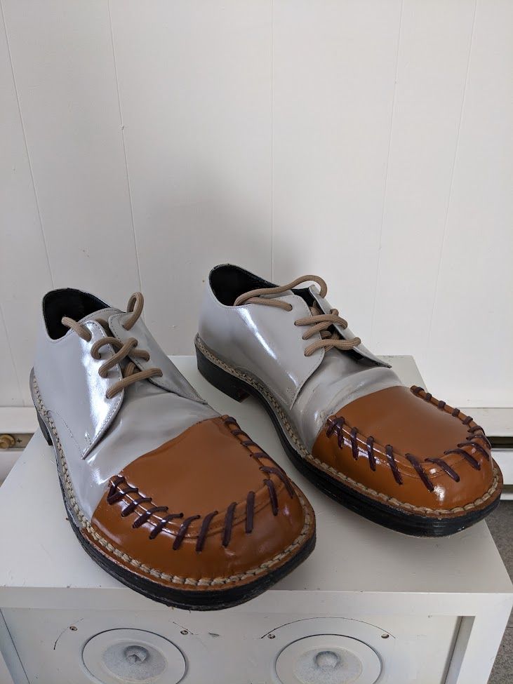 Pre-owned Marni S/s 2018 Lace Up Stitched Toe Leather Derby Shoes In Brown/grey