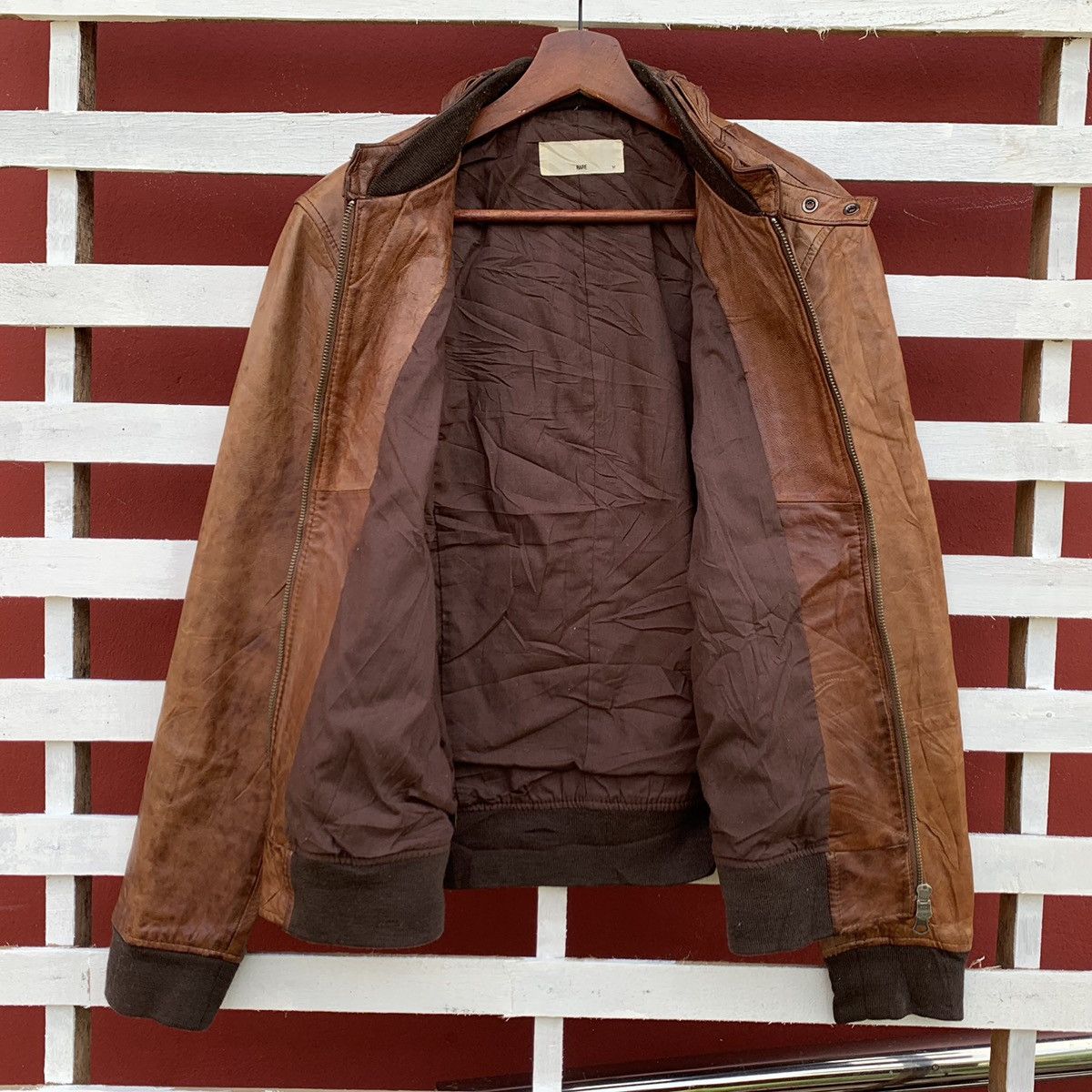 HARE HARE JAPAN SHEEPSKIN BROWN LEATHER BIKER JACKET Size US S / EU 44-46 / 1 - 3 Thumbnail