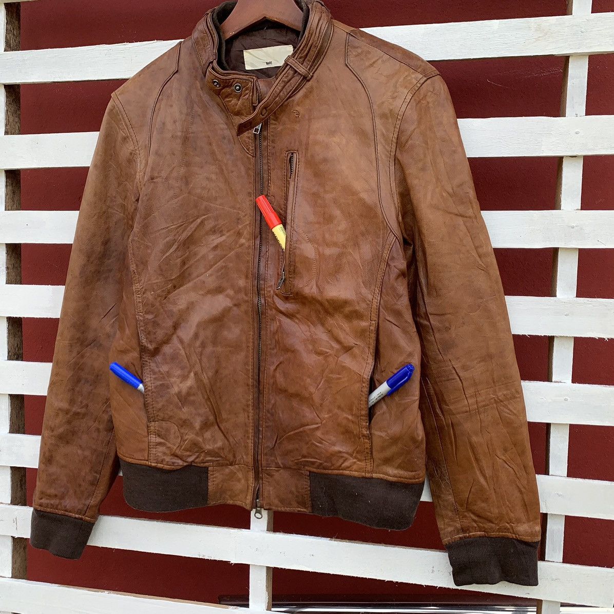 HARE HARE JAPAN SHEEPSKIN BROWN LEATHER BIKER JACKET Size US S / EU 44-46 / 1 - 5 Thumbnail
