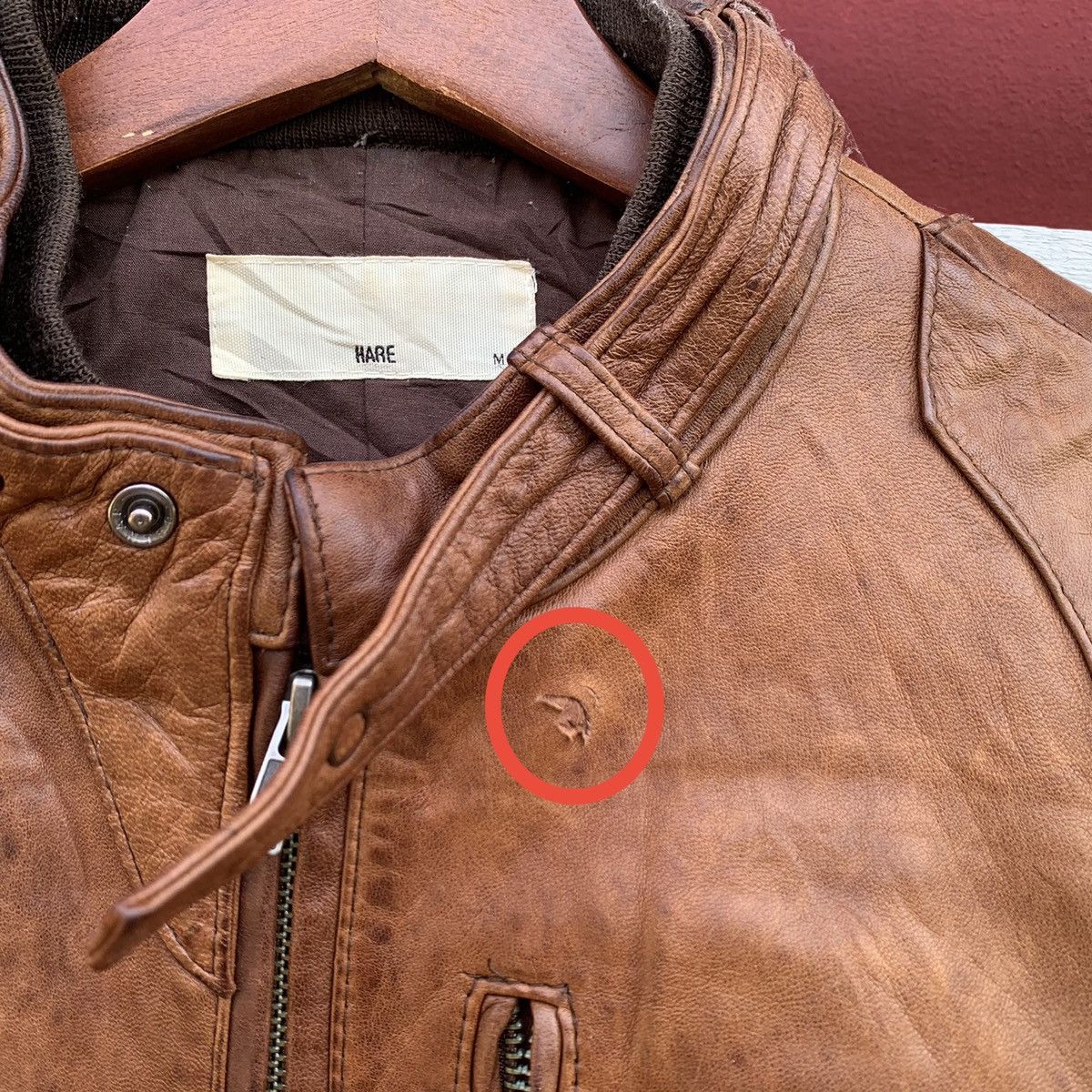 HARE HARE JAPAN SHEEPSKIN BROWN LEATHER BIKER JACKET Size US S / EU 44-46 / 1 - 8 Thumbnail