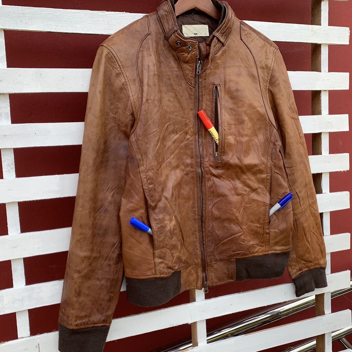 HARE HARE JAPAN SHEEPSKIN BROWN LEATHER BIKER JACKET Size US S / EU 44-46 / 1 - 4 Thumbnail