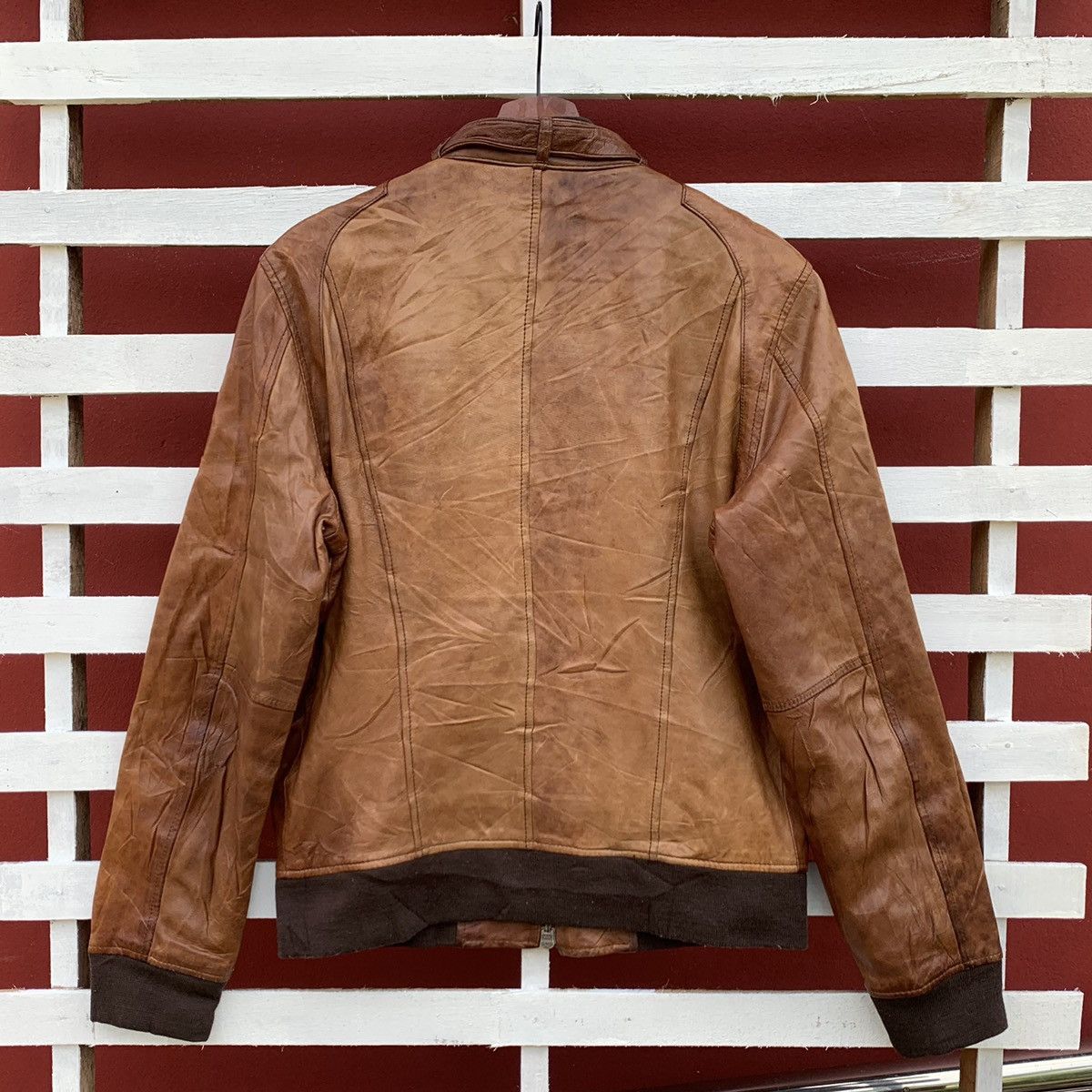 HARE HARE JAPAN SHEEPSKIN BROWN LEATHER BIKER JACKET Size US S / EU 44-46 / 1 - 2 Thumbnail