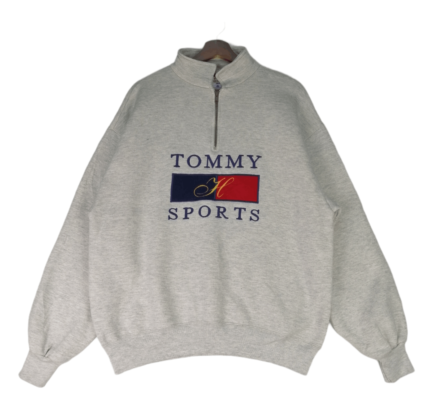 Vintage 90s Tommy Sport Embroidery Hulf Zip Made in USA