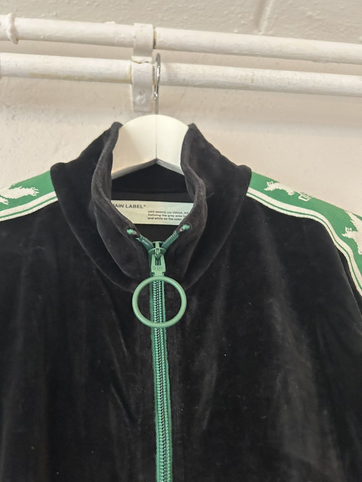 Off-White Off-White Velour Track Jacket Black Green Size US M / EU 48-50 / 2 - 6 Thumbnail