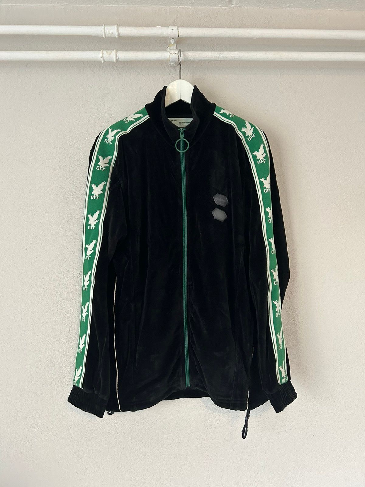 Pre-owned Off-white Velour Track Jacket Black Green