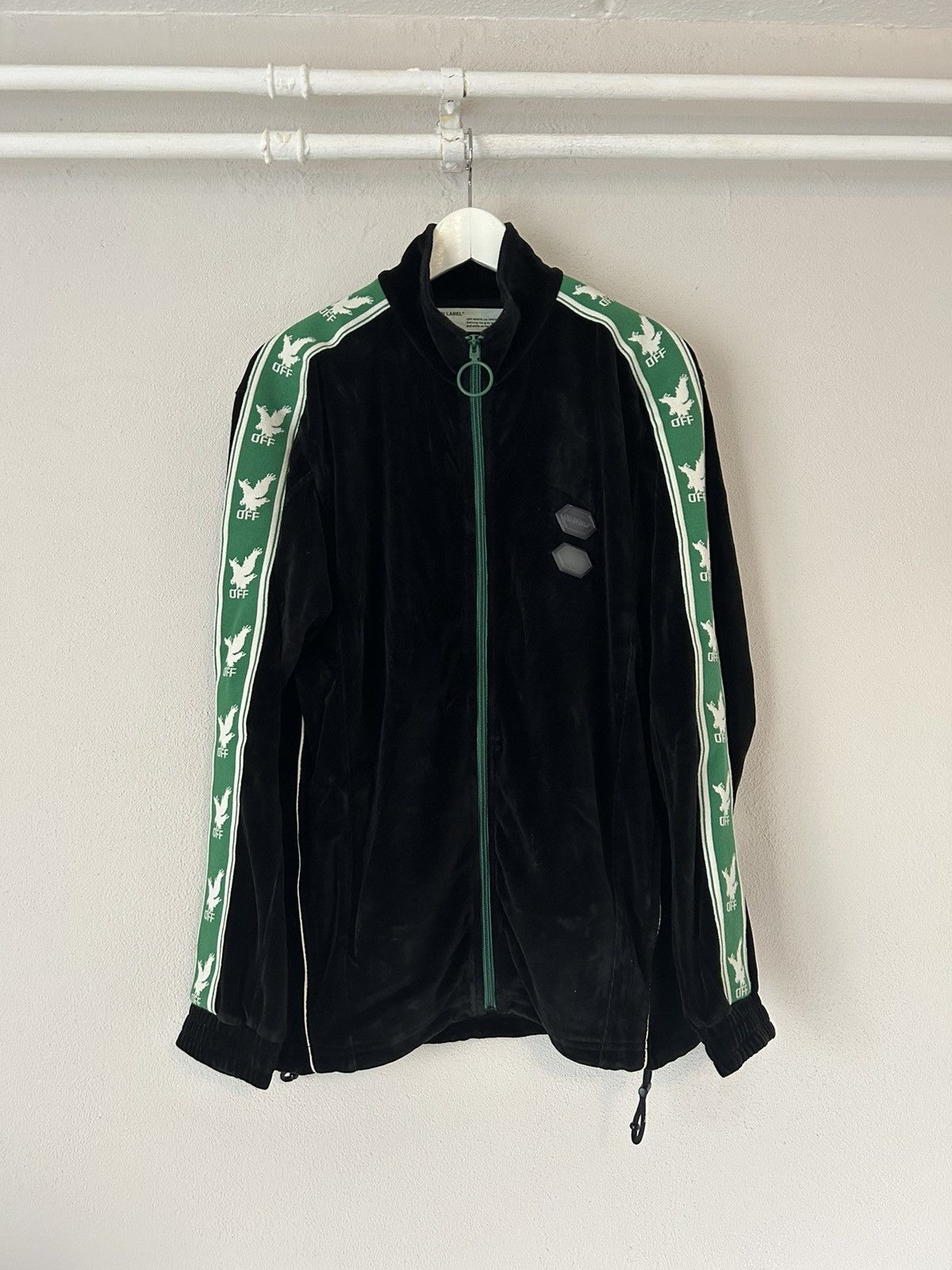 image of Off White Off-White Velour Track Jacket Black Green, Men's (Size Medium)