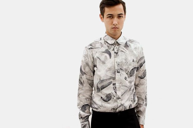 Patrik Ervell Nautical Print Club Collar Shirt XS Small