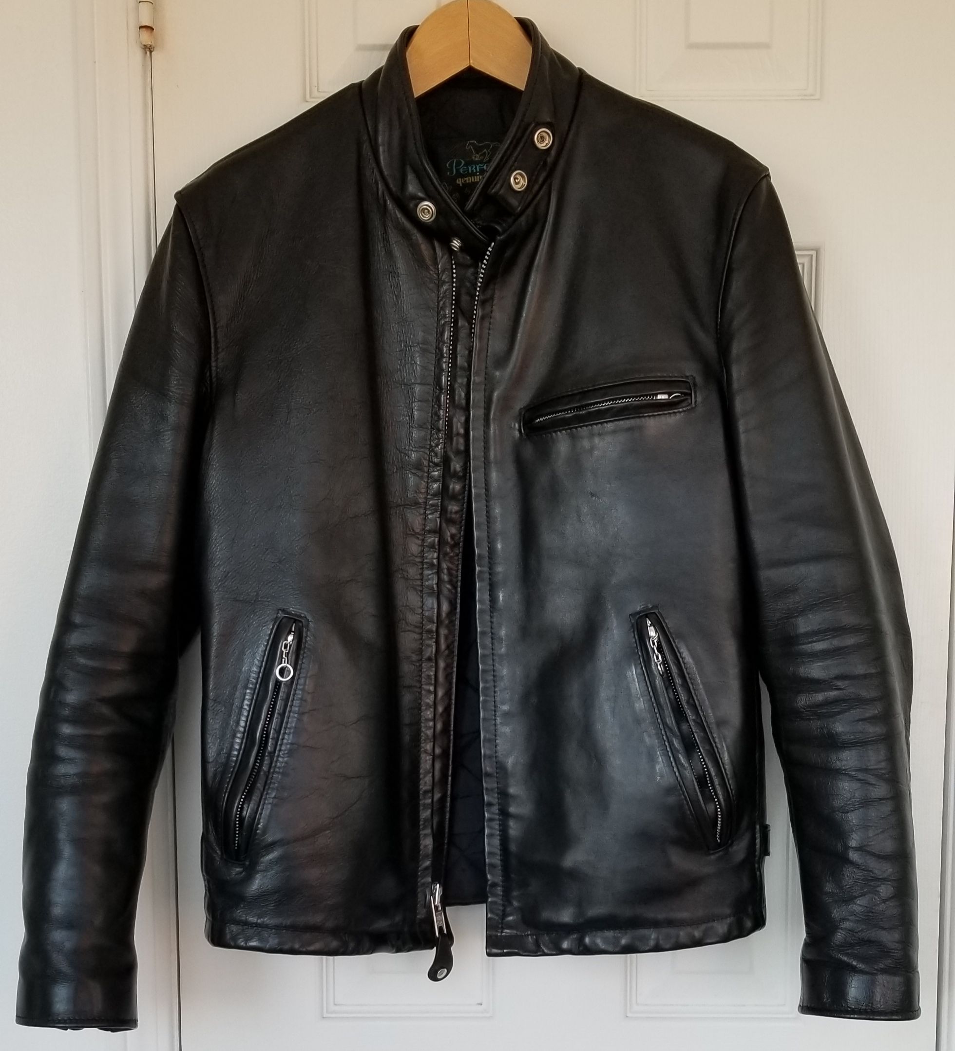 Pre-owned Schott Perfecto Rider Cafe Leather Jacket 36 46 In Black