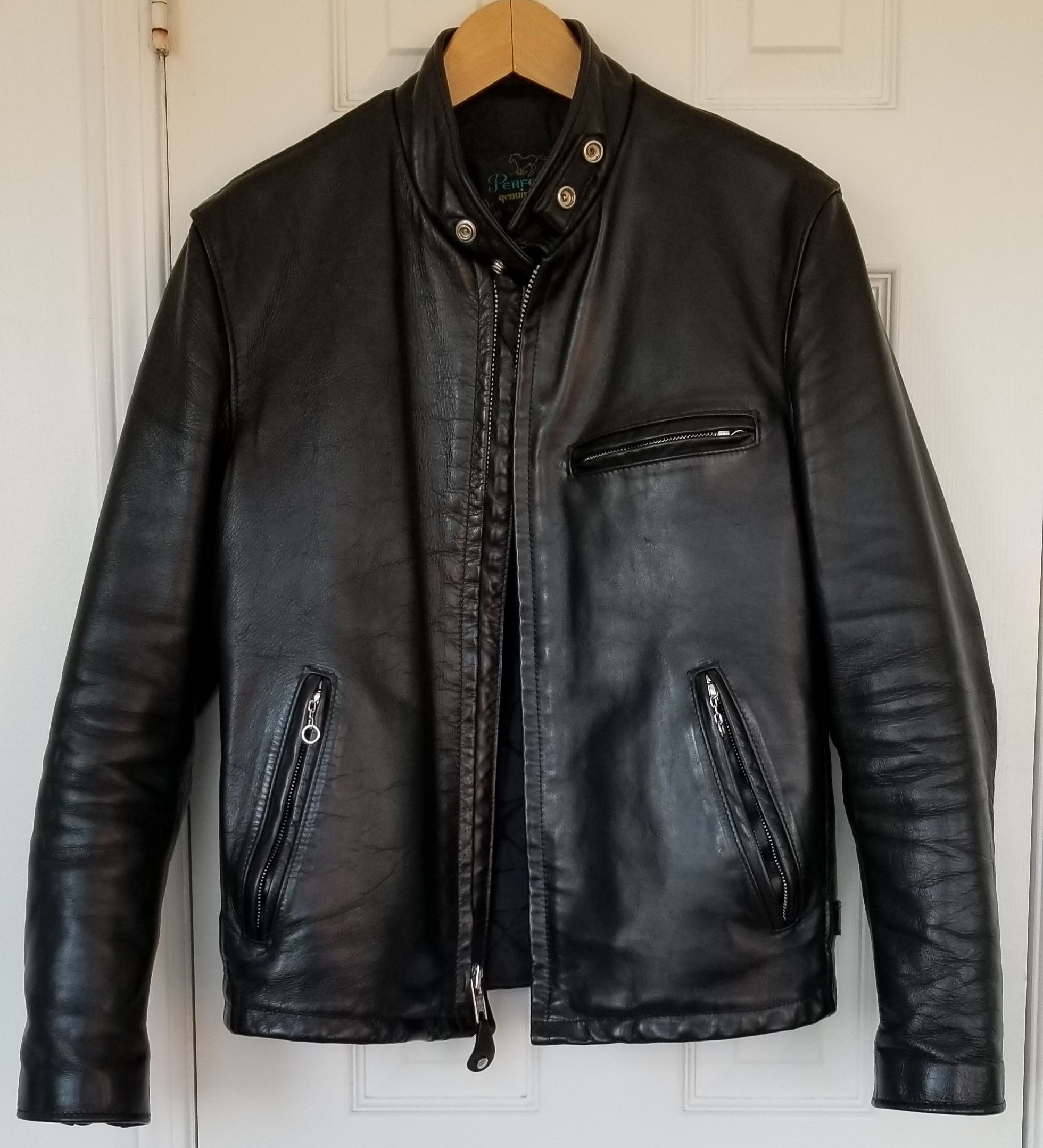 image of Schott Perfecto Rider Cafe Leather Jacket 36 46 in Black, Men's (Size Small)